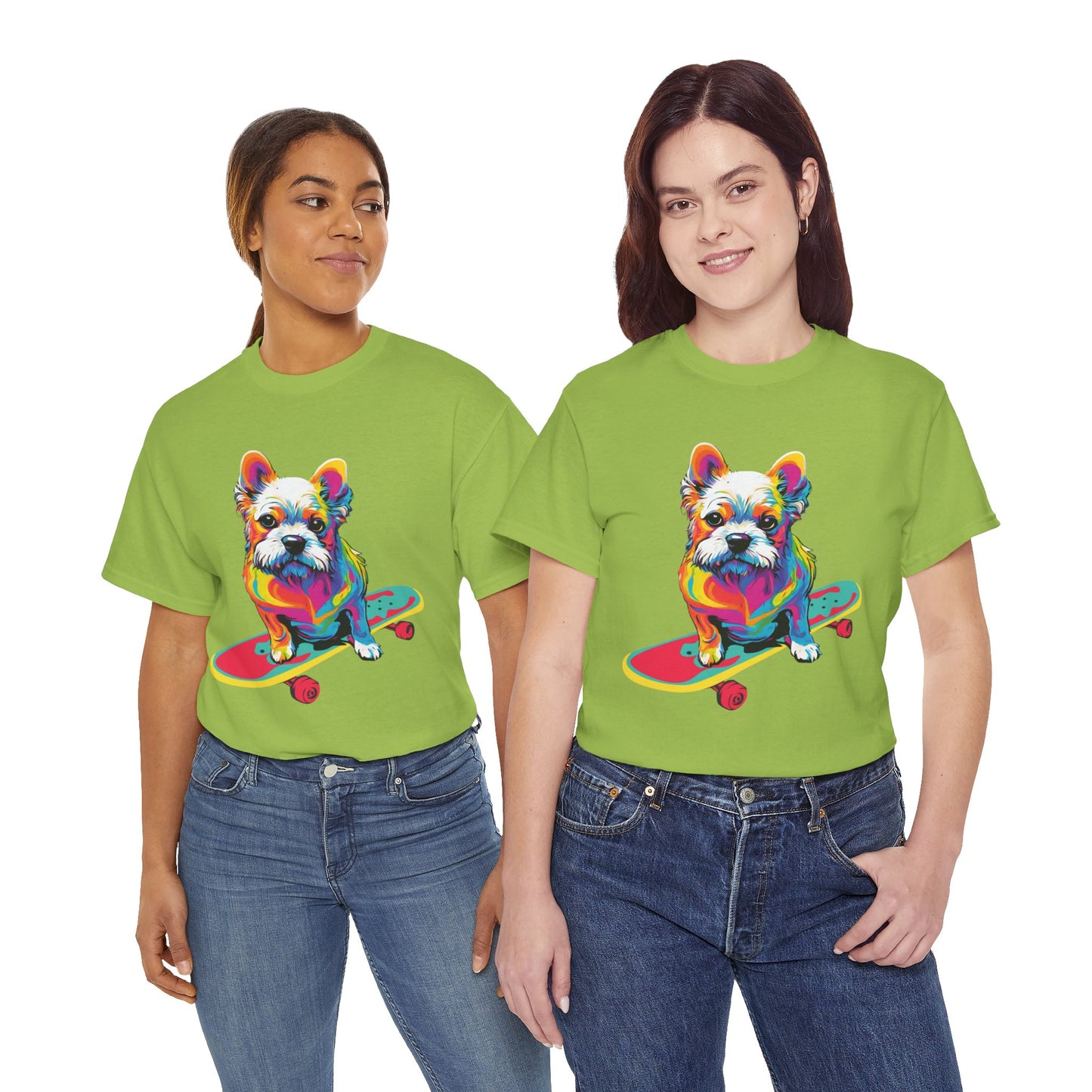 T-shirt de sport Flashlander avec chien skateboardant Pop Art