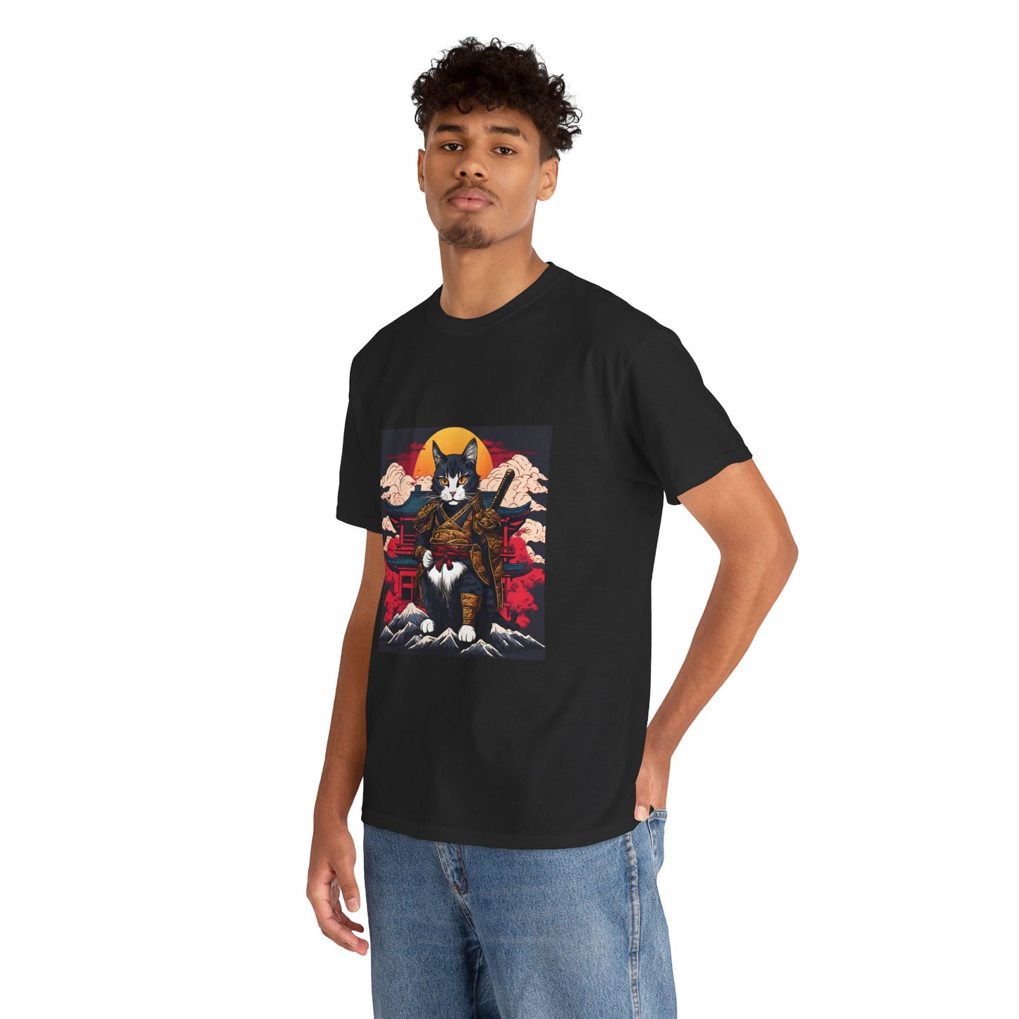 Samurai Cat Cartoon Anime - Flashlander Gym Shirt