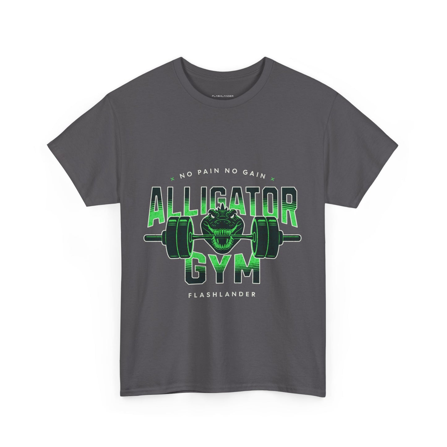 Aligator Gym Shirt Flashlander Cotton Unisex Charcoal Black Graphic Tee