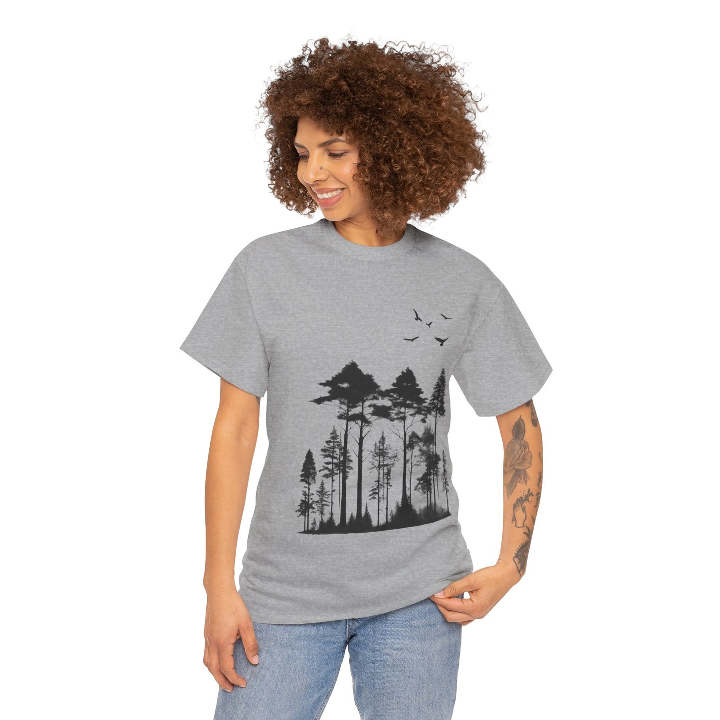 Camisa del bosque de pinos Camiseta unisex de algodón pesado Flashlander