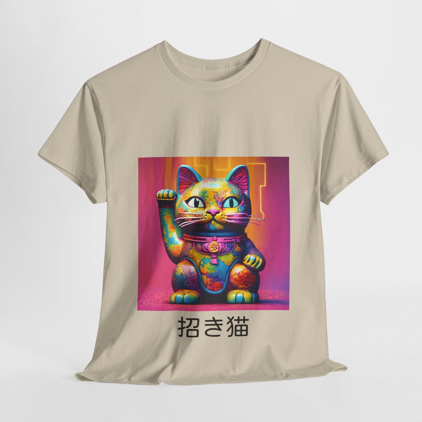 Camiseta de gimnasia Flashlander con el gato de la suerte japonés Manekineko y nombre japonés personalizado