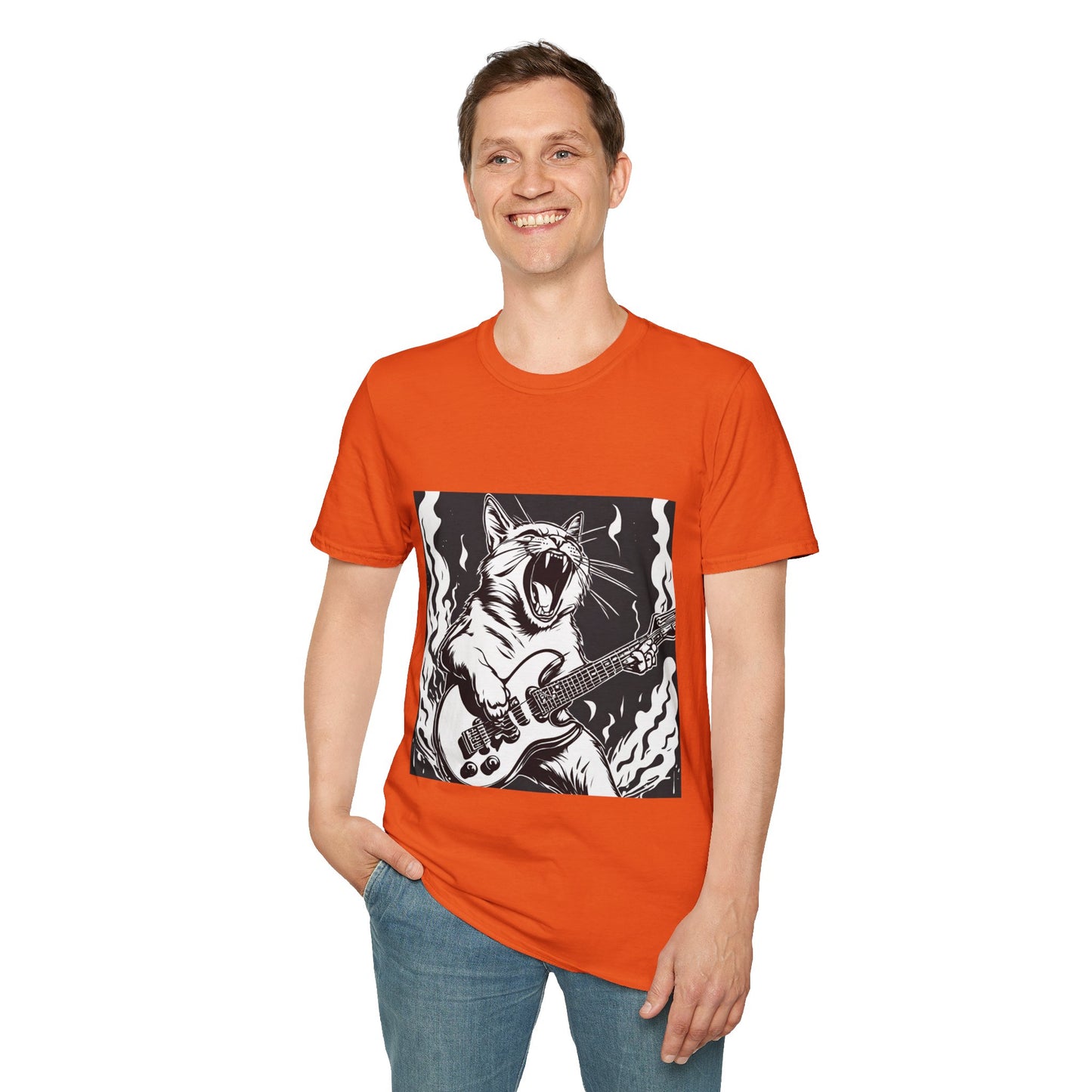 Cat Playing Guitar Flashlander Gym Shirt