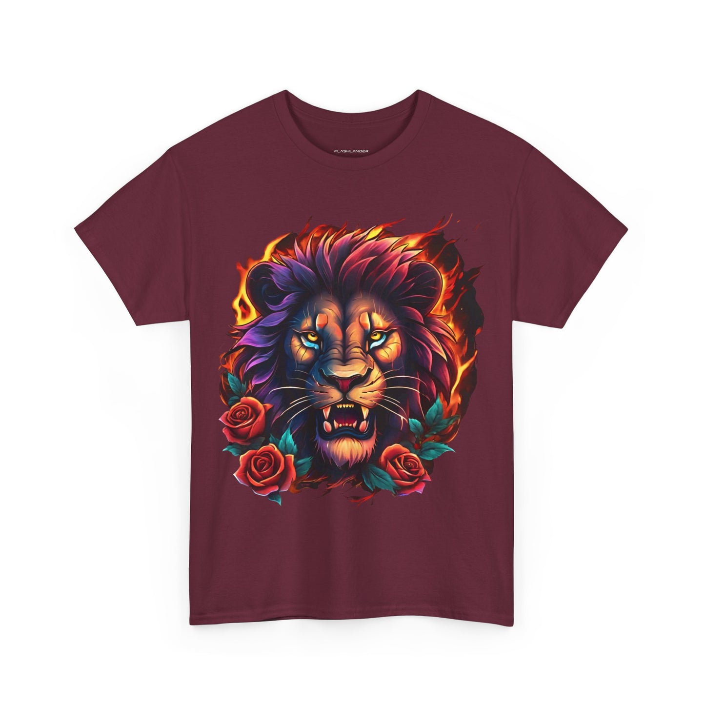 Lion Flames and Roses T-Shirt Flashlander