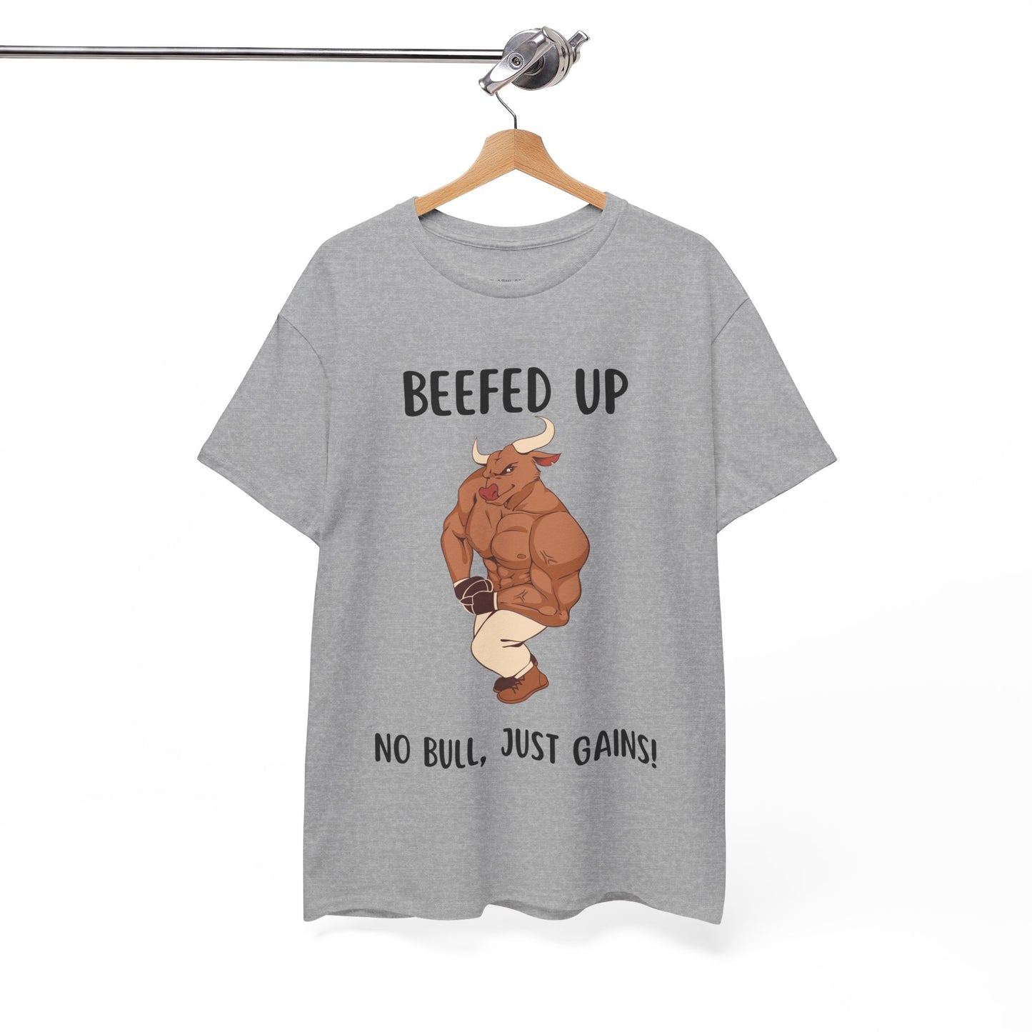 Muscle Bull Beefed Up No Bull, Just Gains - Flashlander Gym Shirt