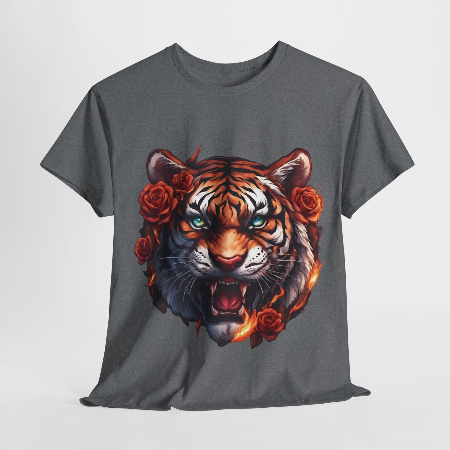 Tiger Flames and Roses T-Shirt Flashlander