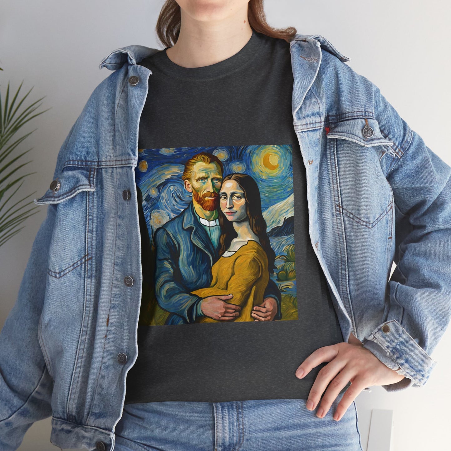 Funny Mona Lisa with Vincent Van Gogh Starry Night - Flashlander Gym Shirt