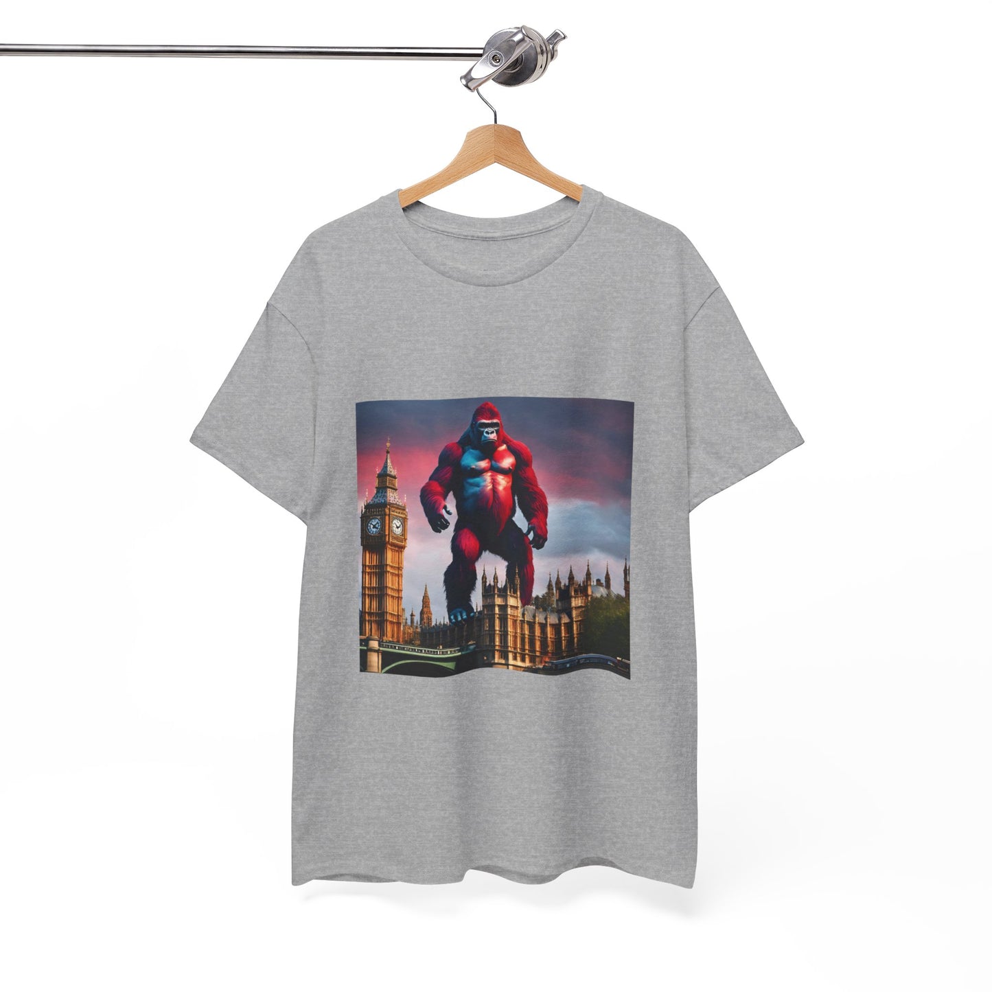 The Red Giant Gorilla Kong in the Big Ben of London Gaphic Tee Flashlander