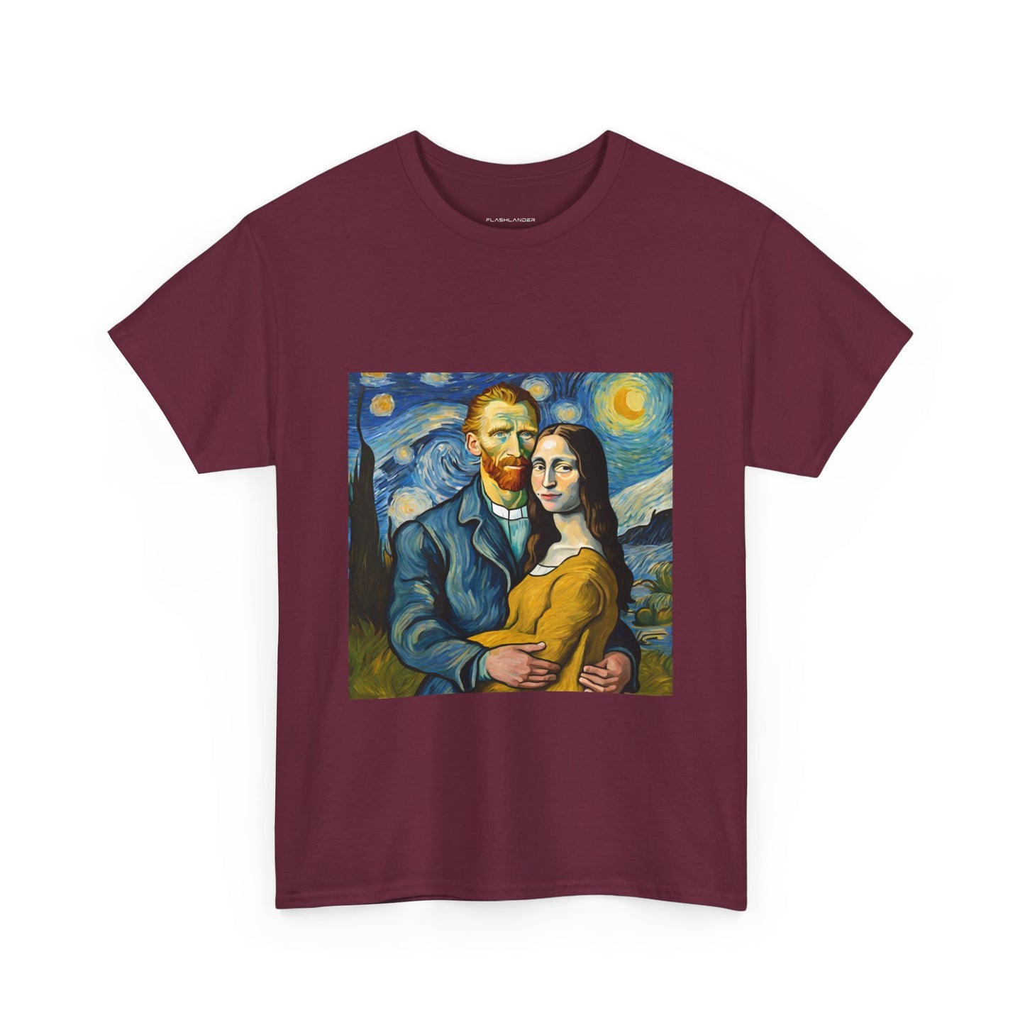 Funny Mona Lisa with Vincent Van Gogh Starry Night - Flashlander Gym Shirt