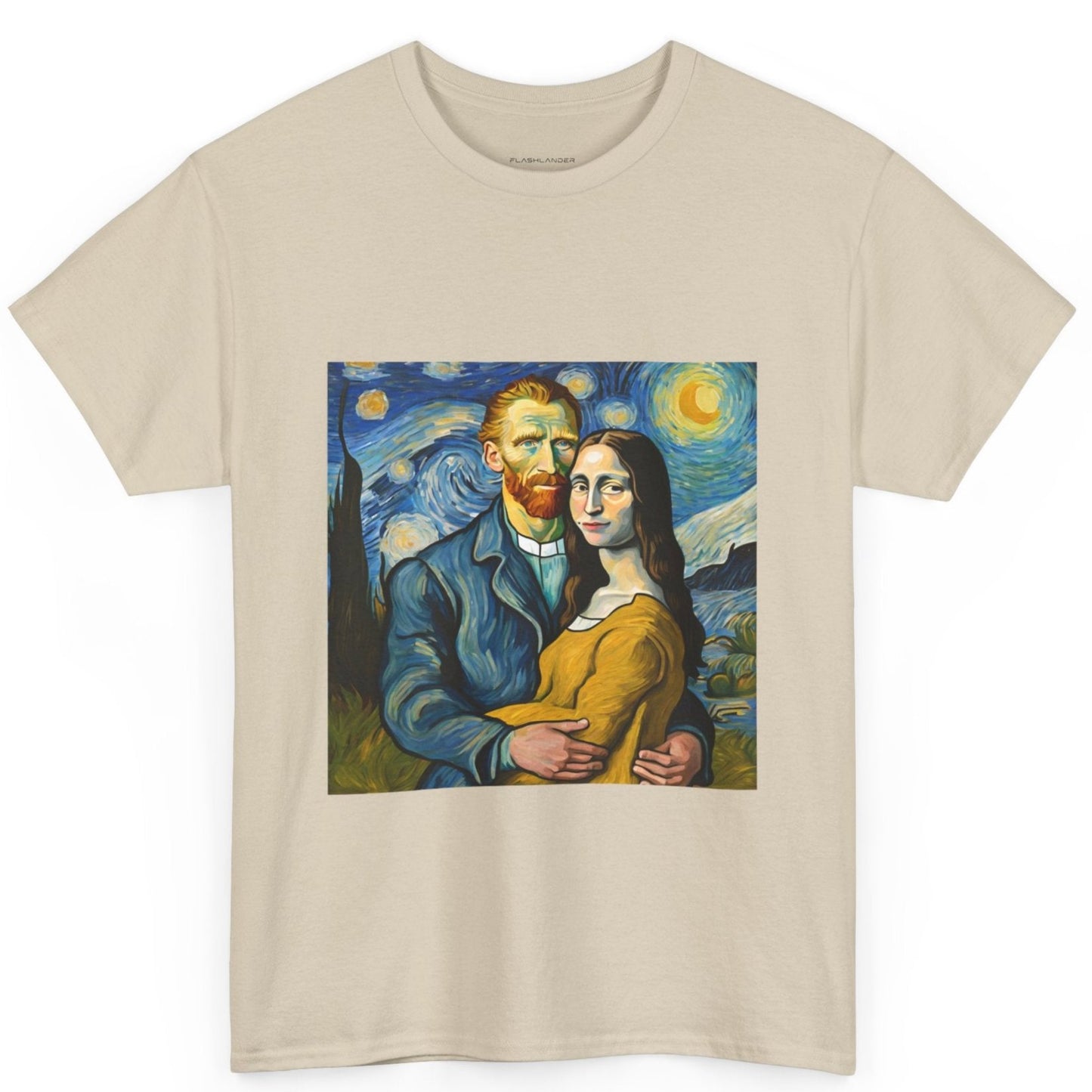 Funny Mona Lisa with Vincent Van Gogh Starry Night - Flashlander Gym Shirt