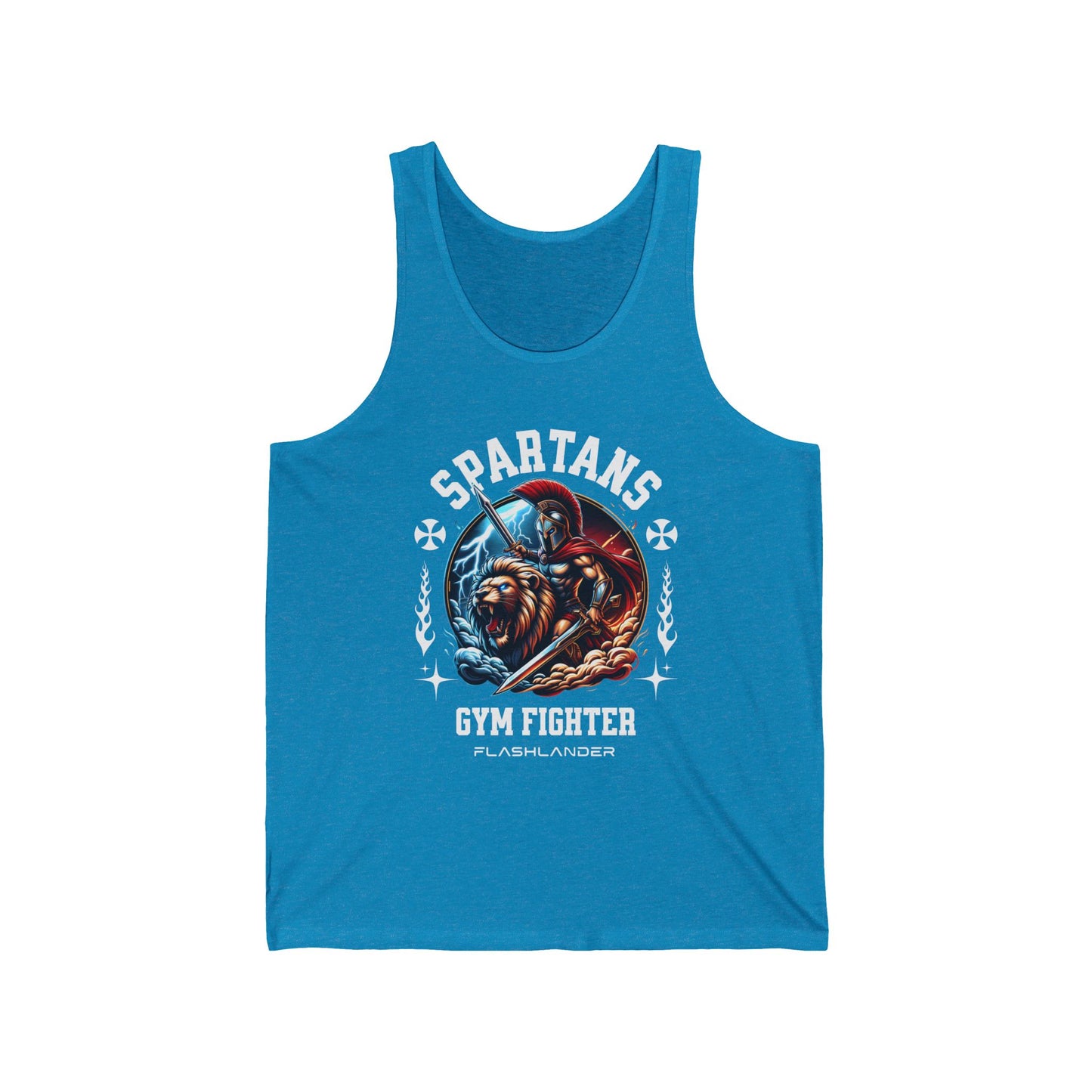 Spartans Gym Fighter Flashlander Jersey Tank Cotton Unisex Charcoal Black