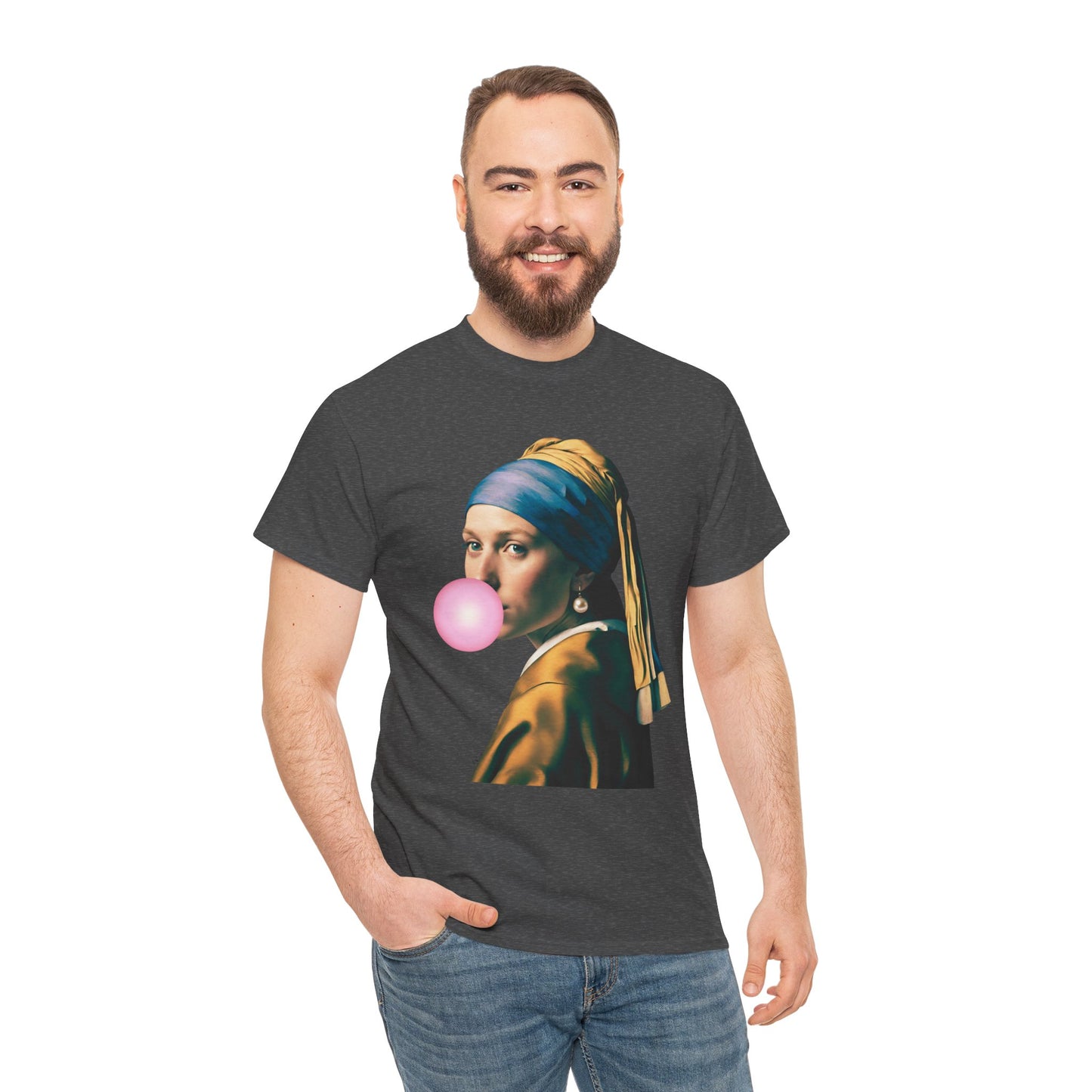 Bubble Gum Girl with a Pearl Earring Johannes Vermeer - Flashlander Gym Shirt