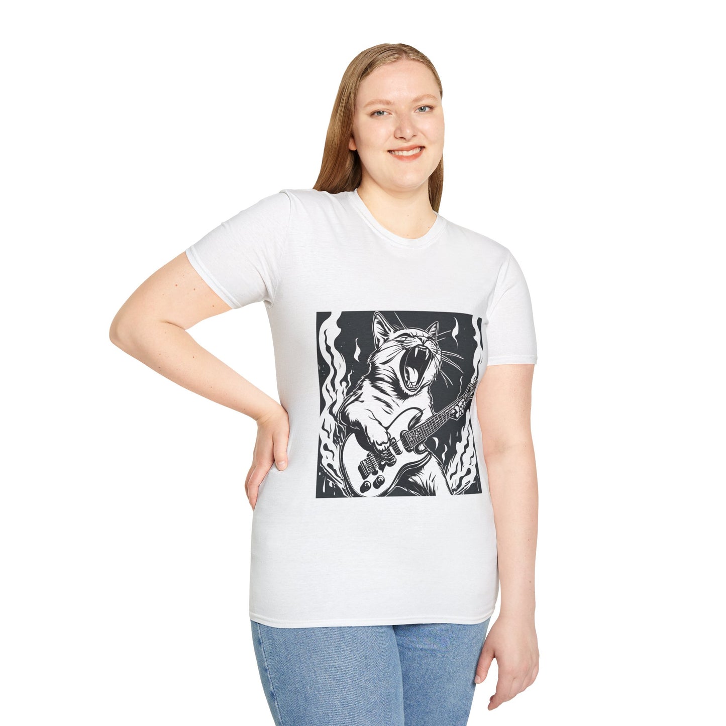 Cat Playing Guitar Flashlander Gym Shirt