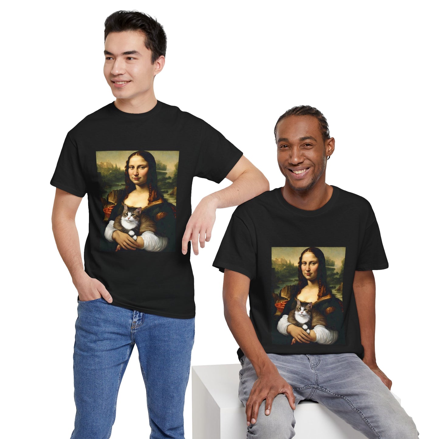 Mona Lisa with Cat - Flashlander Gym Shirt