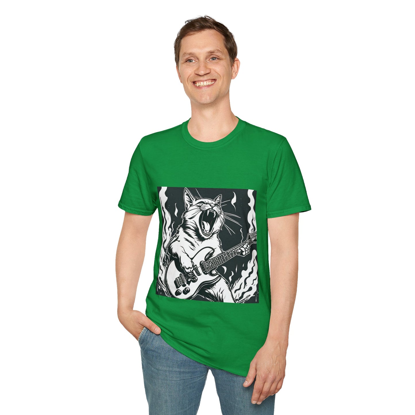 Cat Playing Guitar Flashlander Gym Shirt