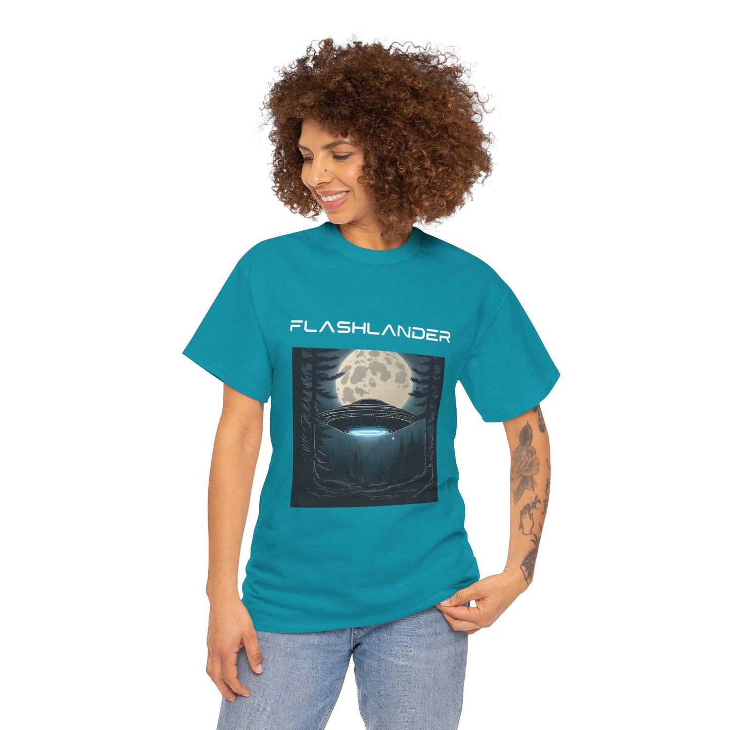 UFO Soaring Low in the Forest Tee Flashlander Gym Shirt