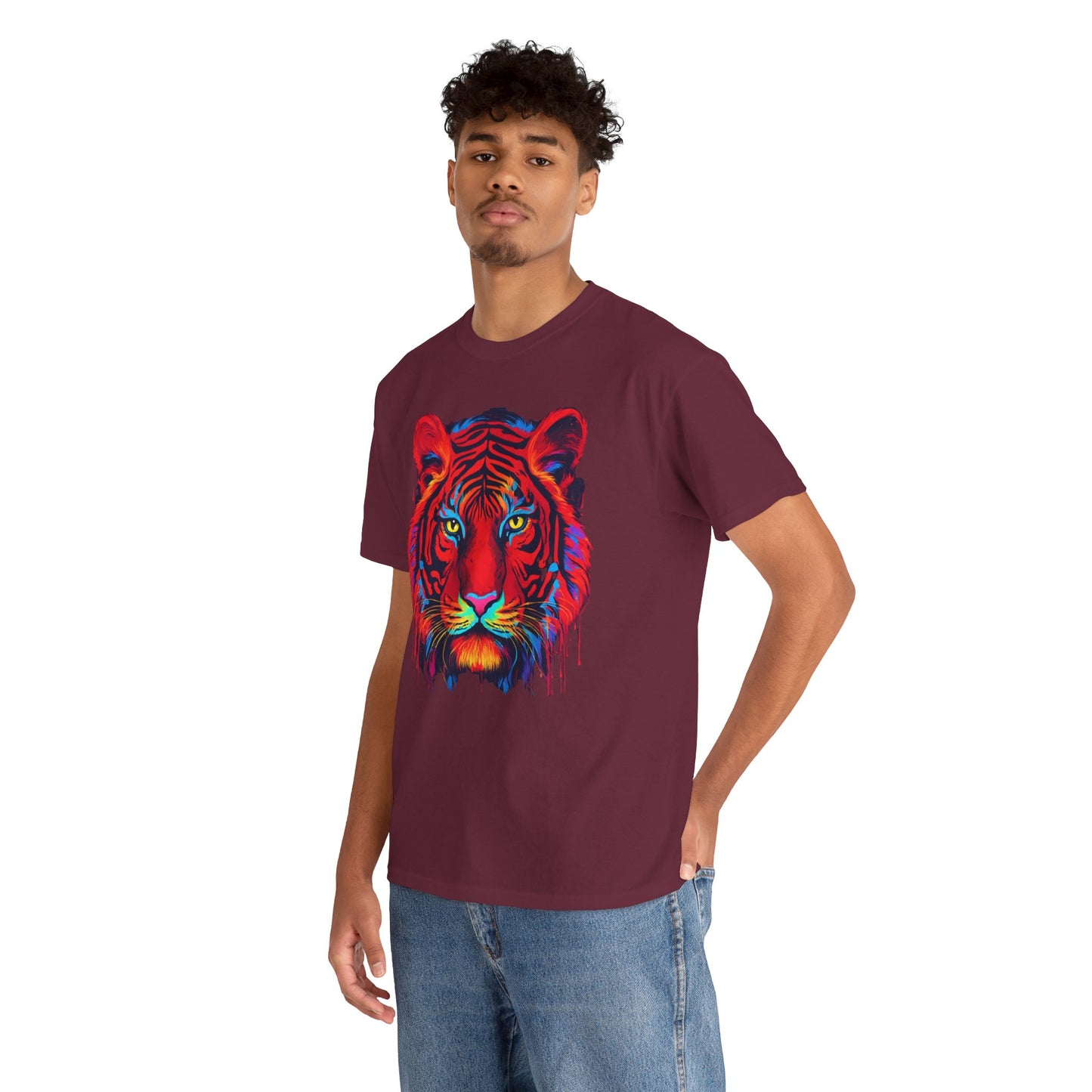 Majestuosa camiseta de Flashlander con diseño pop art de tigre rojo