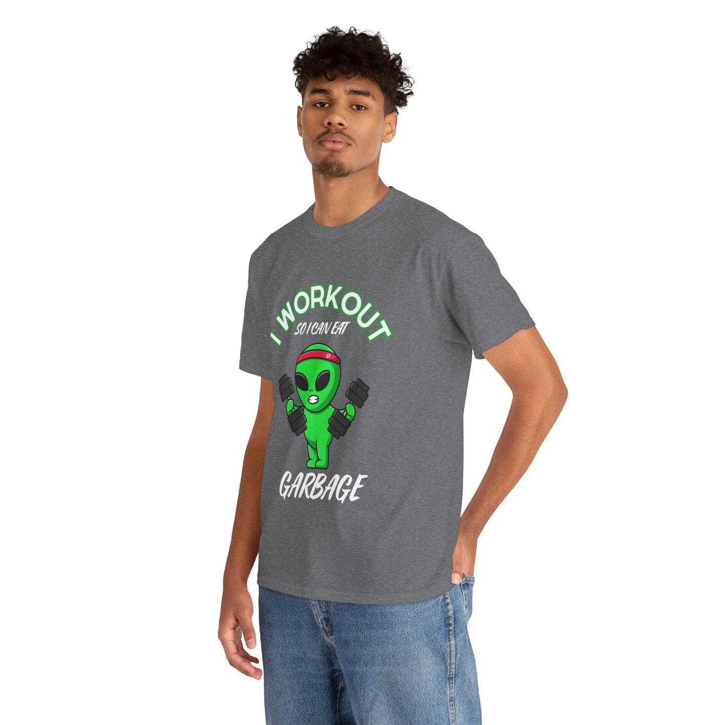 Alien I Workout So I Can Eat Garbage Graphic Tee Flashlander