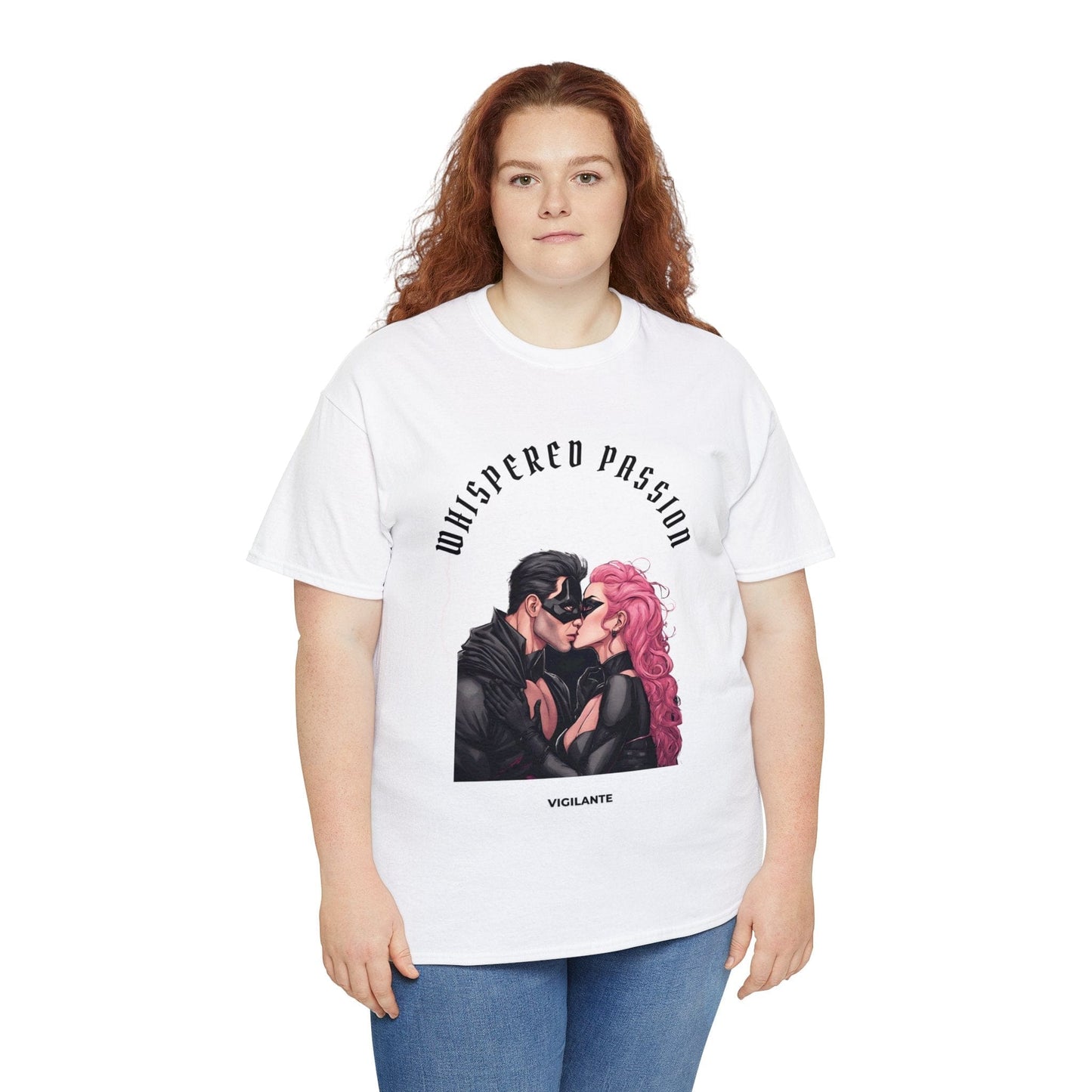 Super Heroe T Shirt Vigilante Kiss Shirt Whispered Passion TShirt Love T Shirt Gift For Her For Him Unisex Heavy Cotton Tee Flashlander