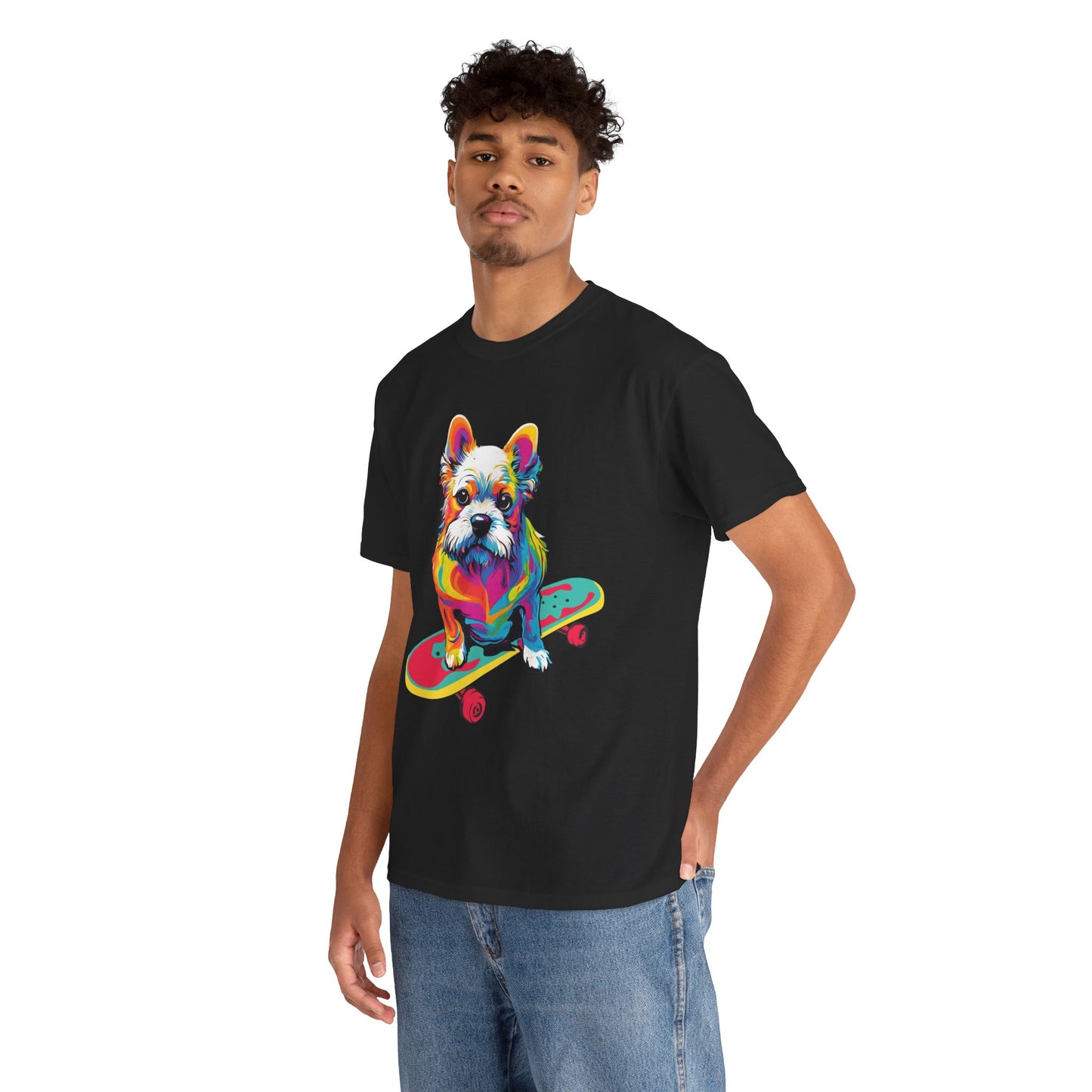 T-shirt de sport Flashlander avec chien skateboardant Pop Art