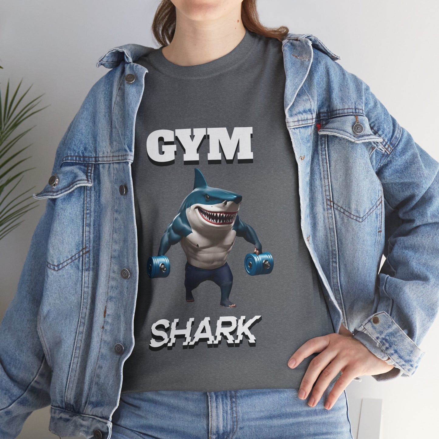 Gym Shark Performance Shirt Flashlander Cotton Unisex Charcoal Black Graphic Tee