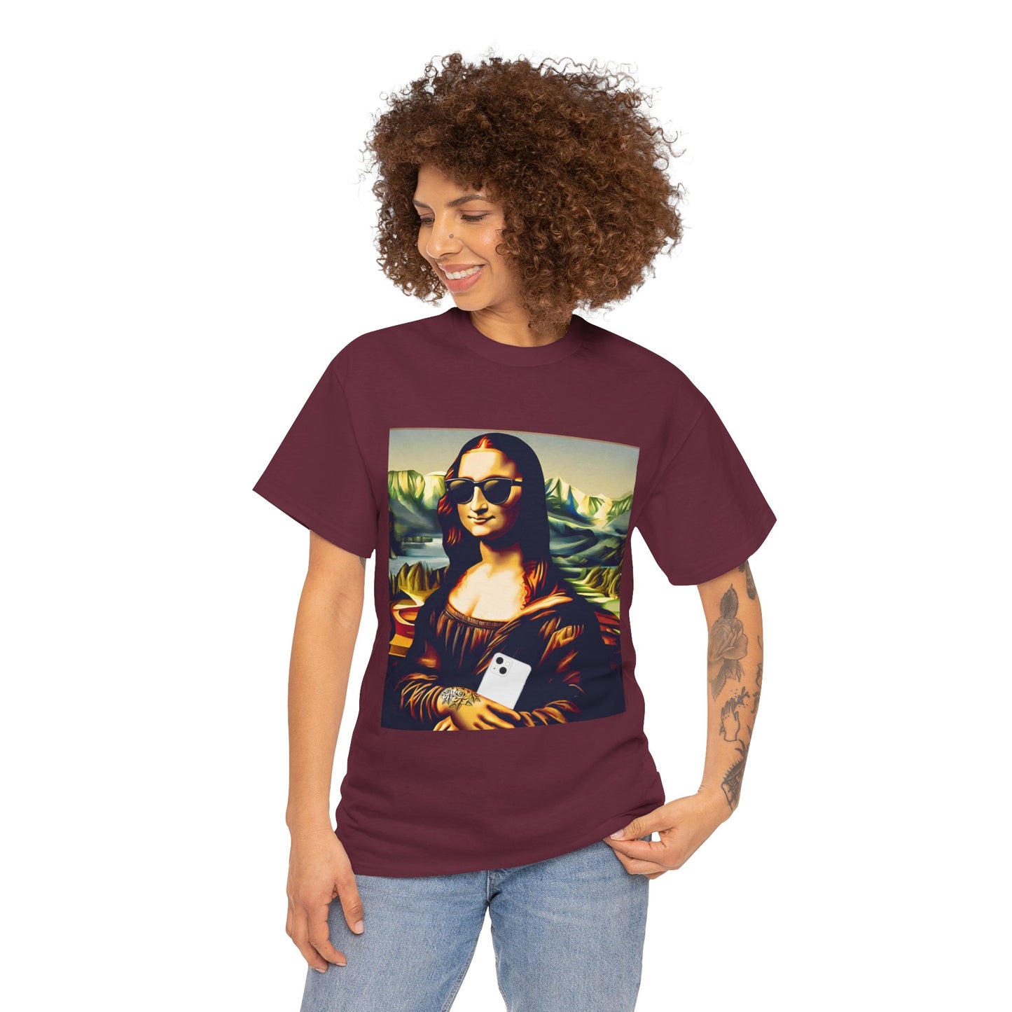 Camiseta deportiva de Flashlander: Mona Lisa moderna y divertida 