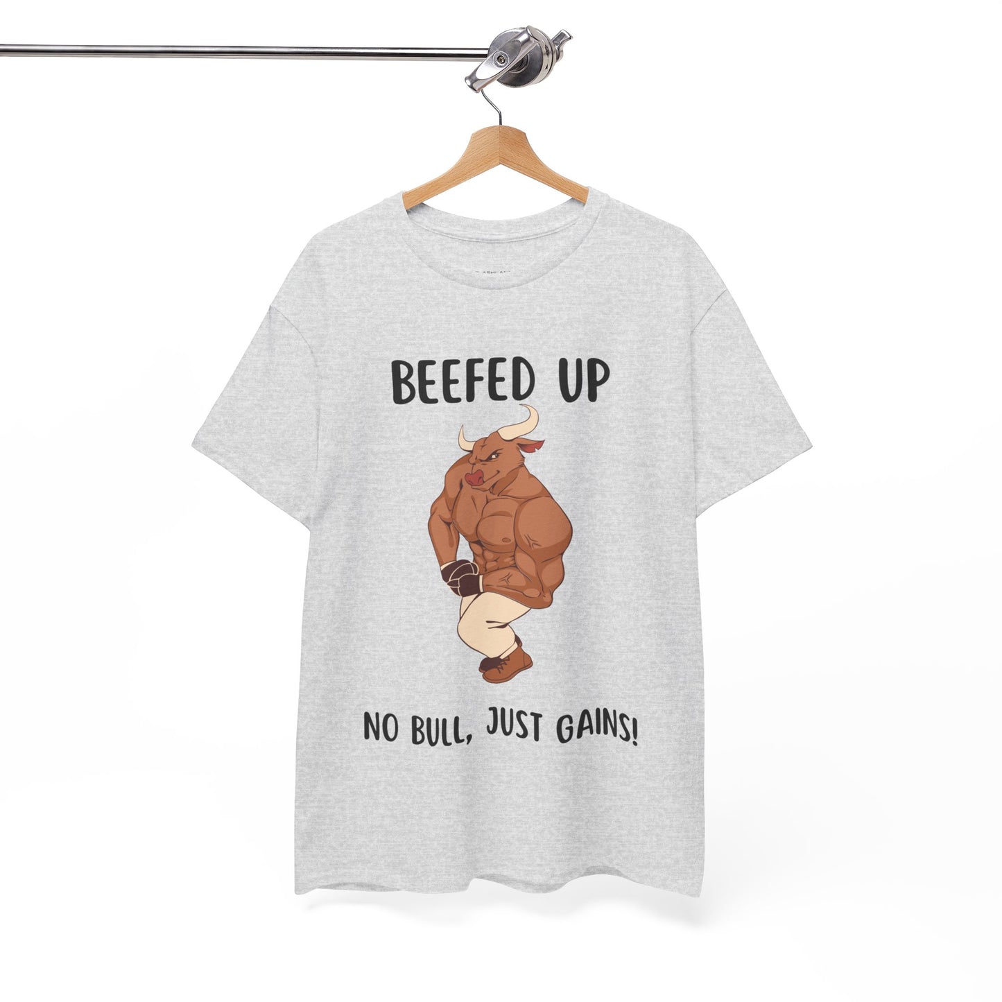 Muscle Bull Beefed Up No Bull, Just Gains - Flashlander Gym Shirt