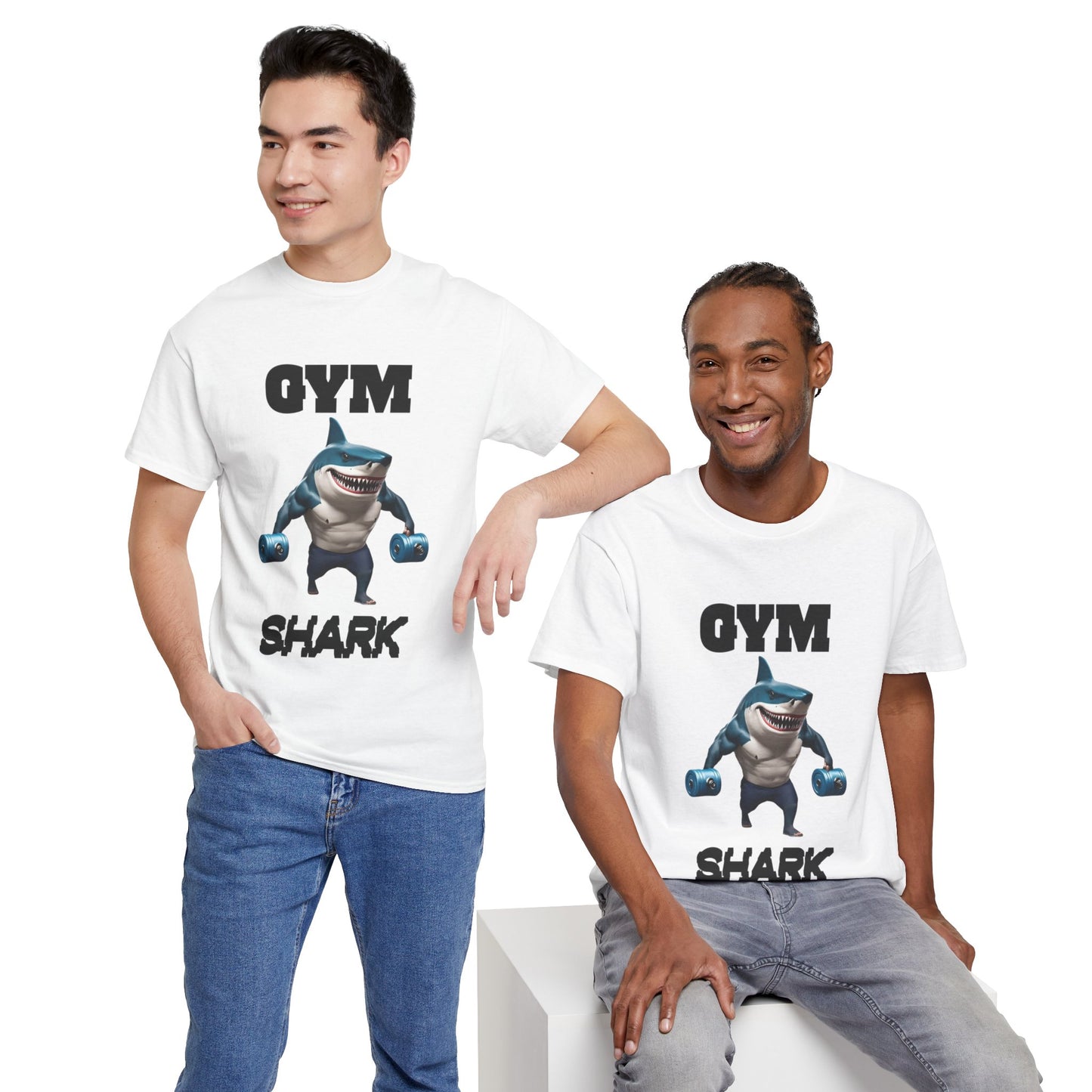 Gym Shark Performance Shirt Flashlander Cotton Unisex Charcoal Black Graphic Tee