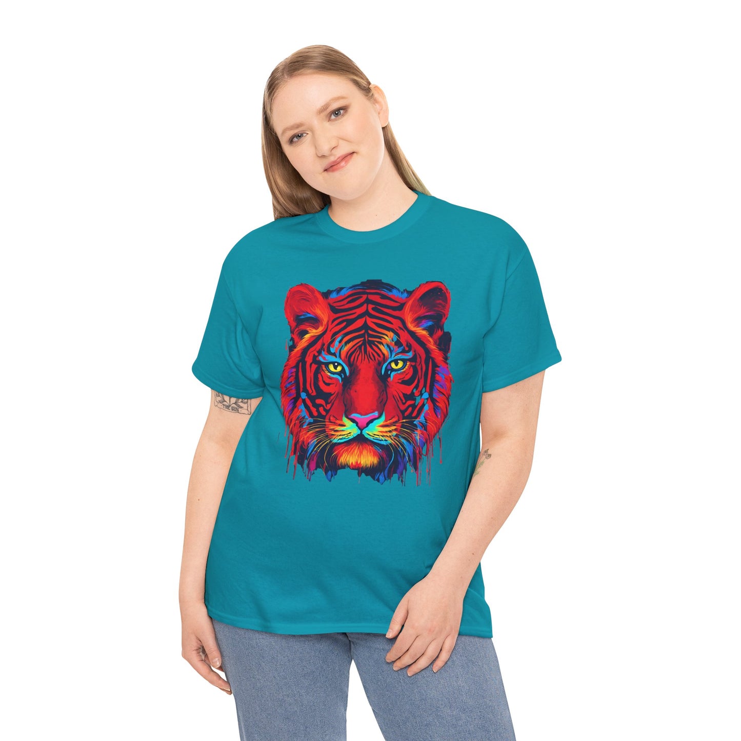 Majestuosa camiseta de Flashlander con diseño pop art de tigre rojo