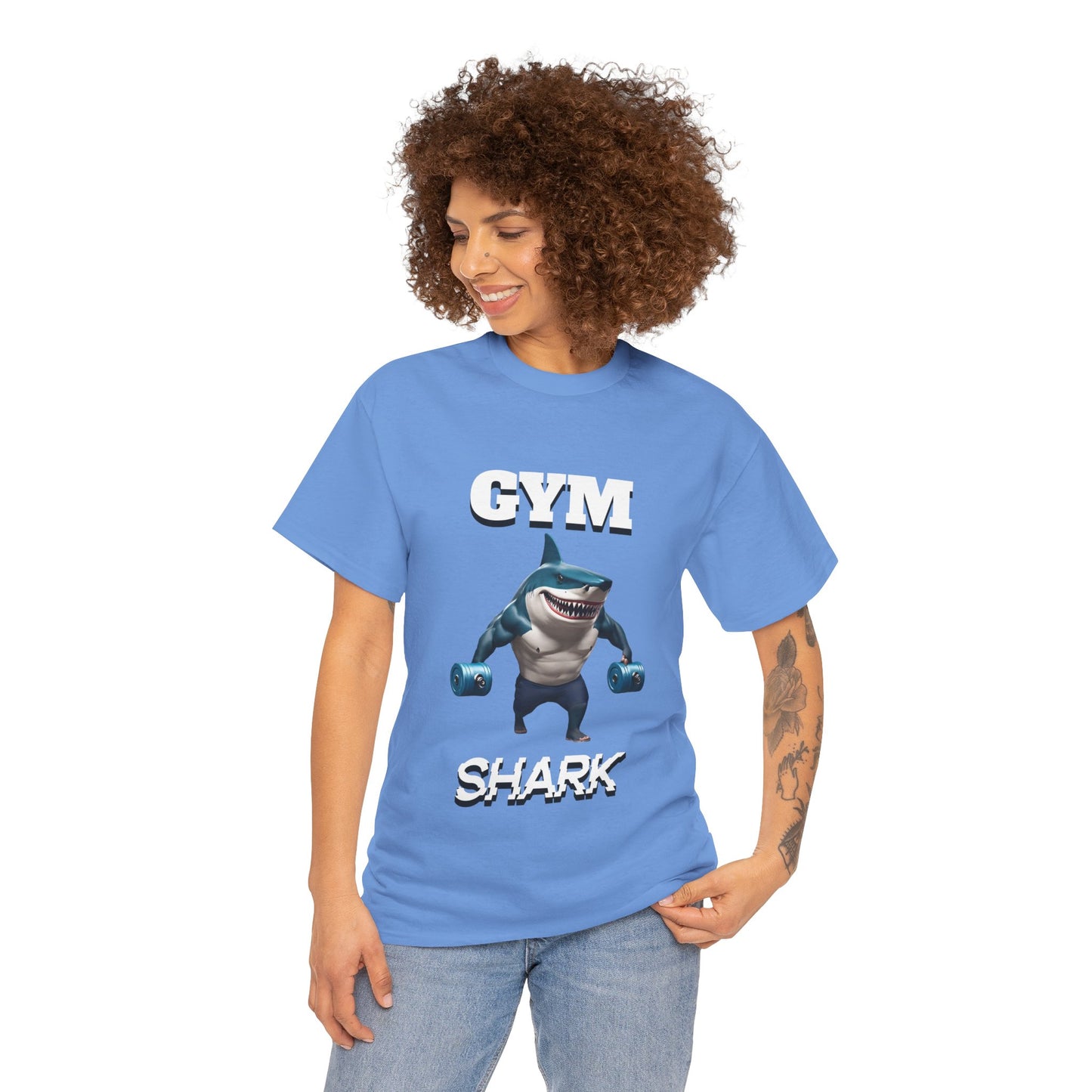 Gym Shark Performance Shirt Flashlander Cotton Unisex Charcoal Black Graphic Tee