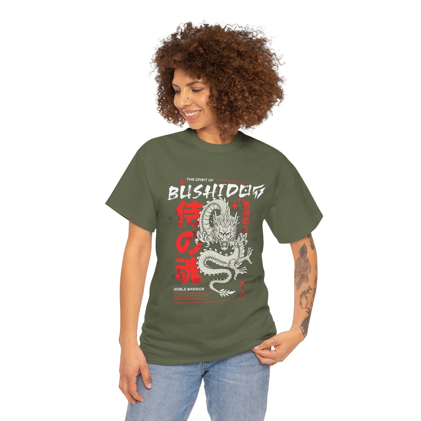 Dragon Gym Shirt The Spirit of Bushido T-Shirt Flashlander Cotton Unisex Charcoal Black Graphic Tee