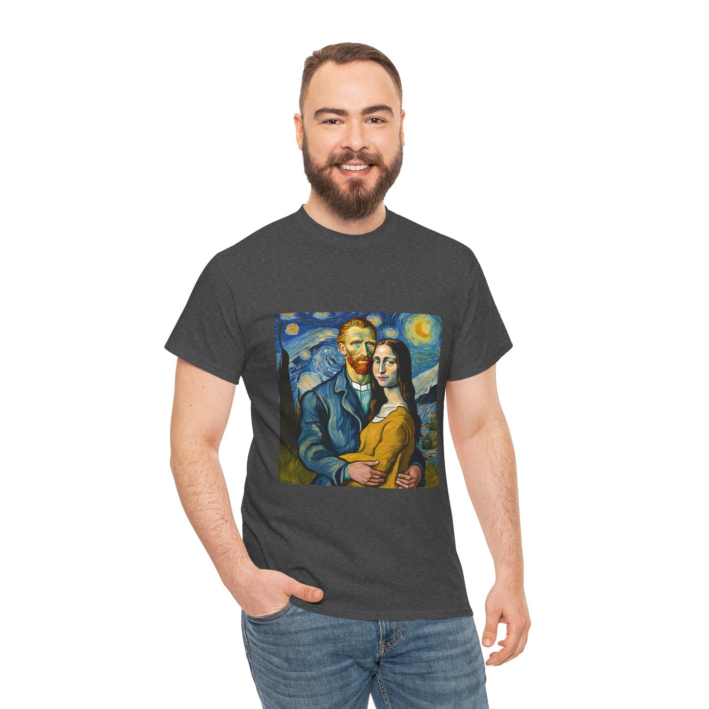 Funny Mona Lisa with Vincent Van Gogh Starry Night - Flashlander Gym Shirt