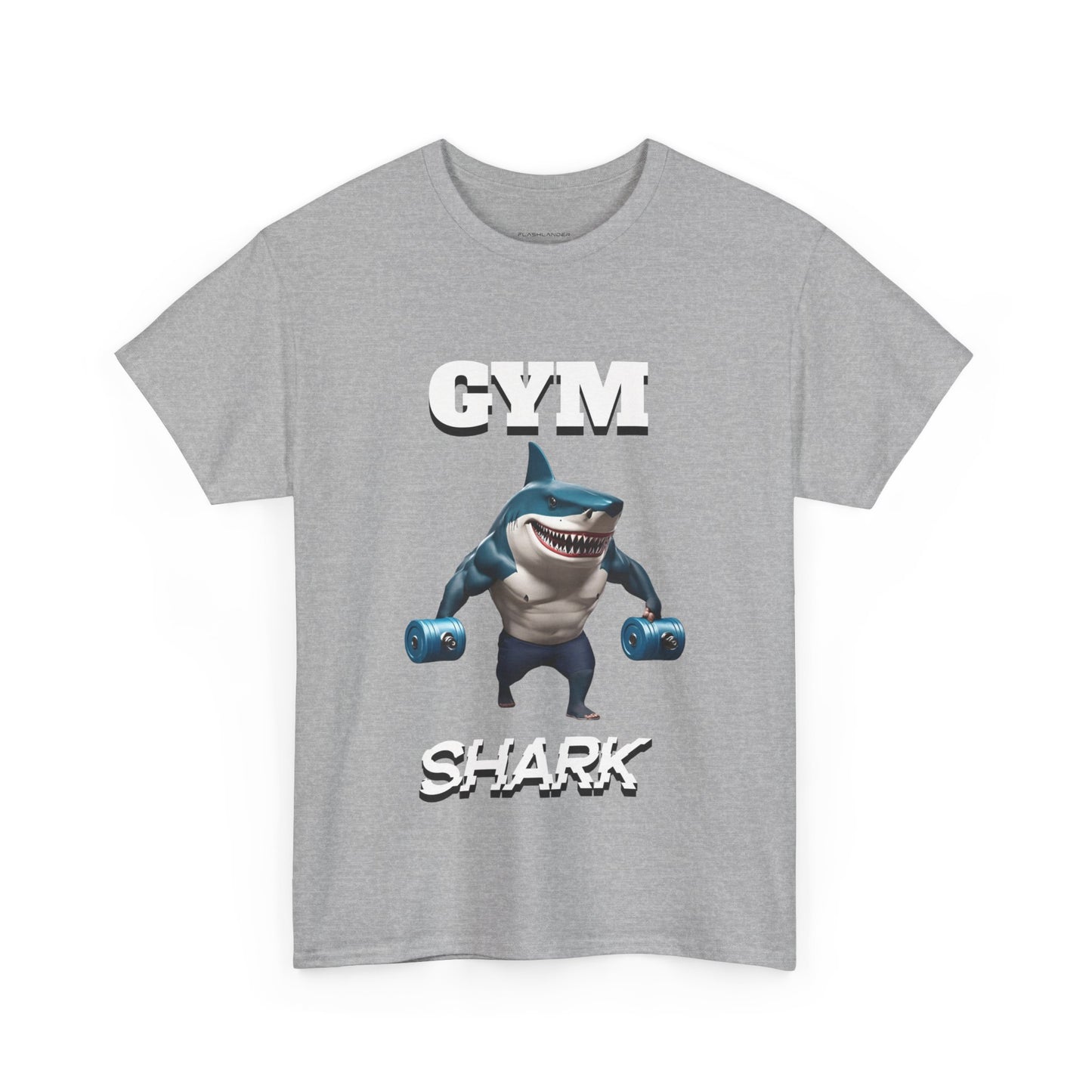 Gym Shark Performance Shirt Flashlander Cotton Unisex Charcoal Black Graphic Tee