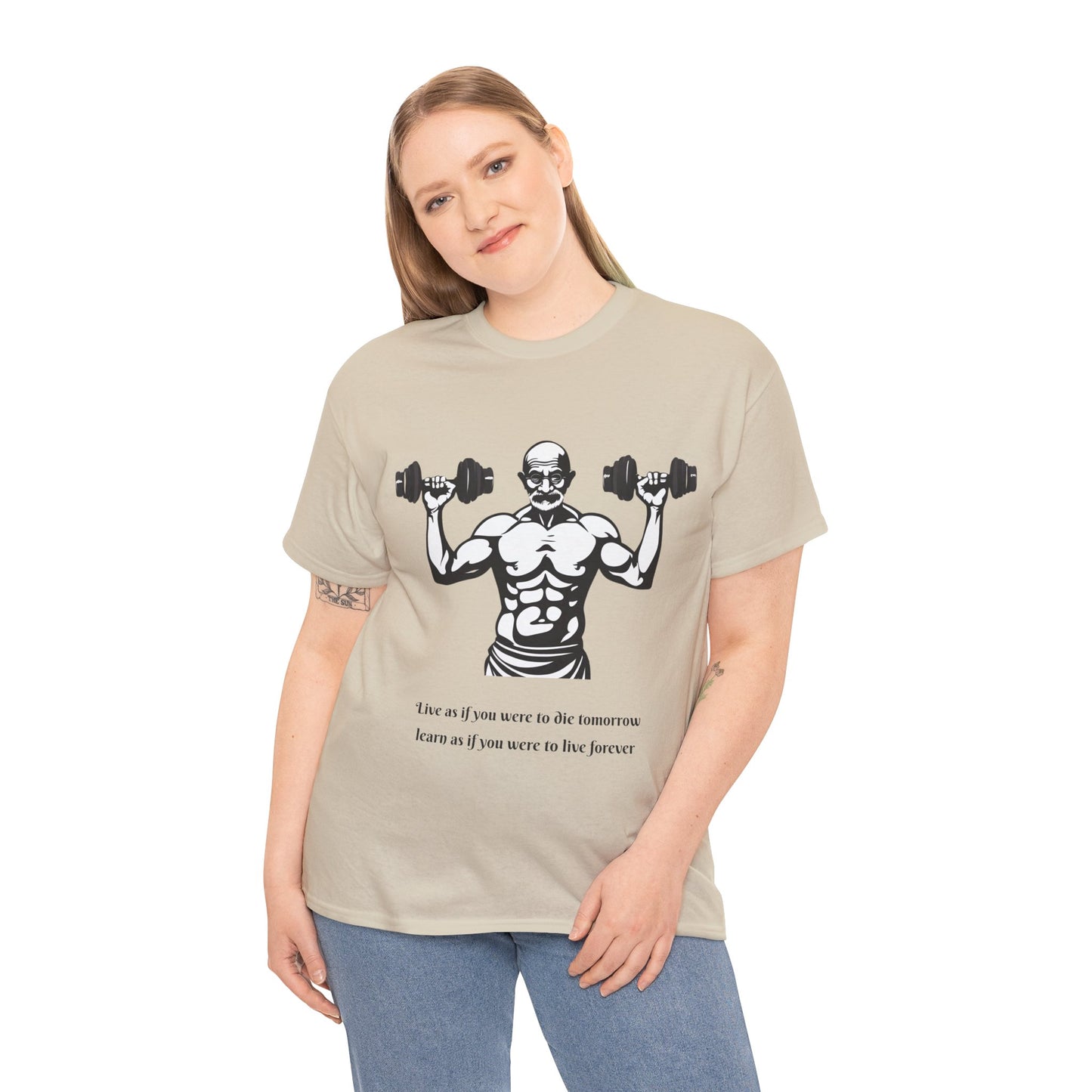 Gandhi Bodybuilder Gym Shirt - Flashlander Live as if you were to die tomorrow, learn as if you were to live forever quote Graphic Tee