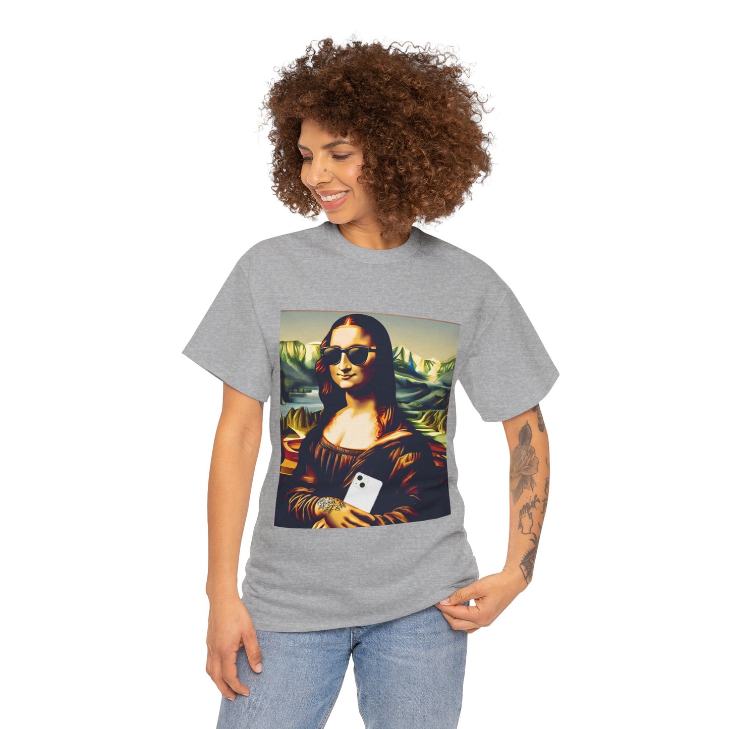 Camiseta deportiva de Flashlander: Mona Lisa moderna y divertida 