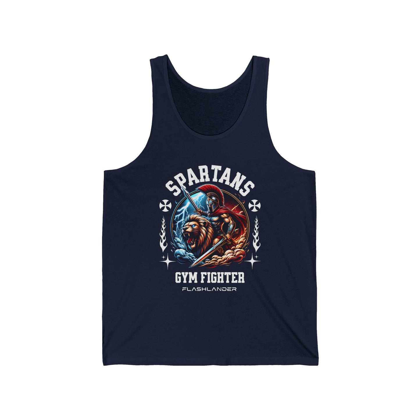 Camiseta sin mangas Spartans Gym Fighter Flashlander de algodón unisex azul aguamarina