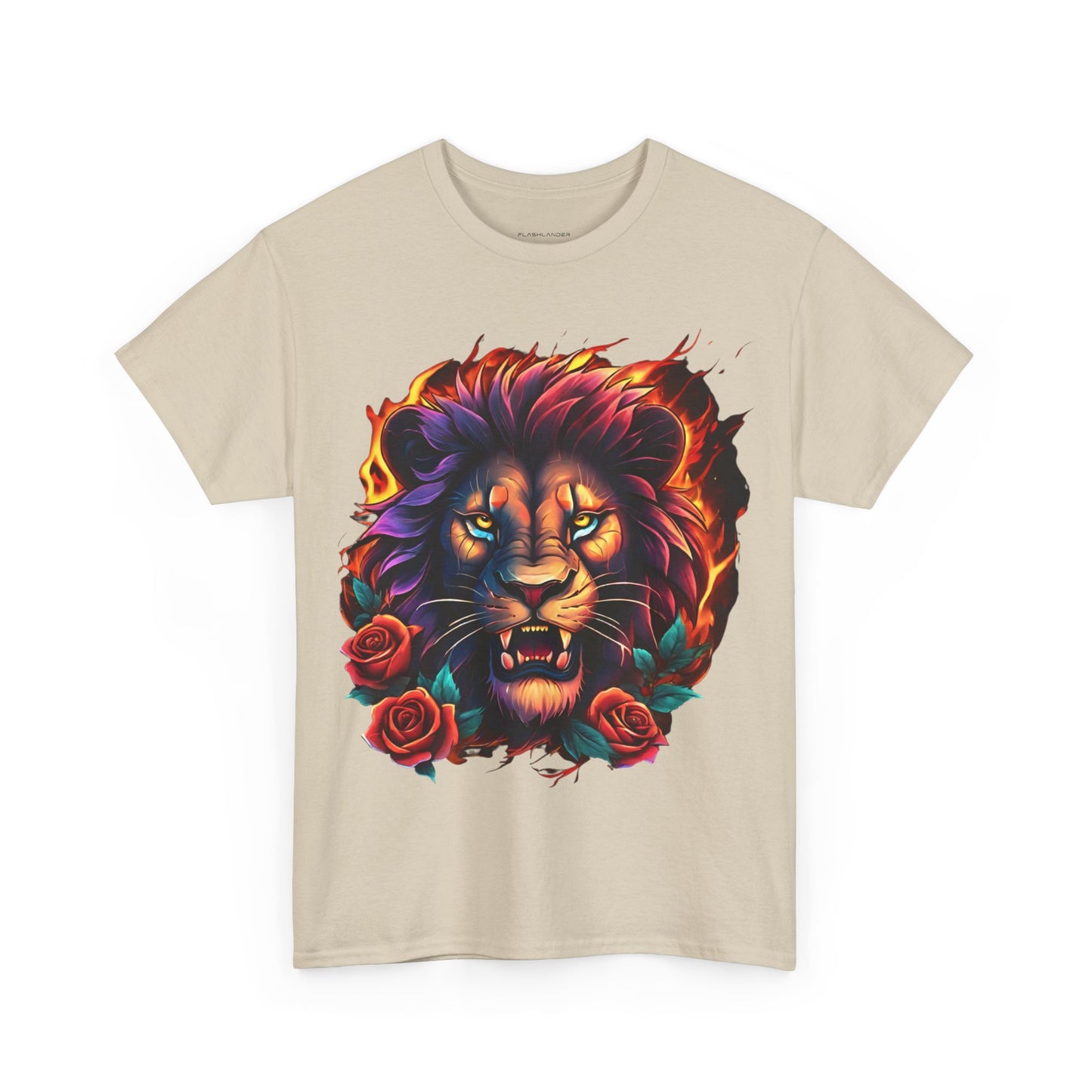 Lion Flames and Roses T-Shirt Flashlander