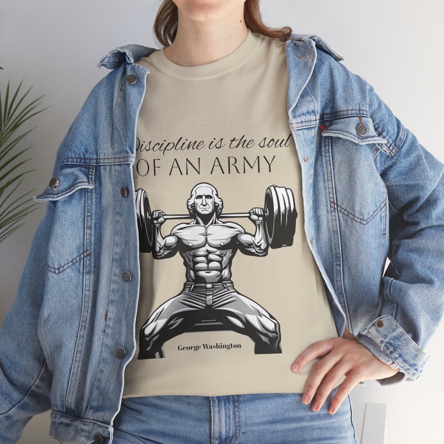 T-shirt de culturiste George Washington - Flashlander Disipline Is The Soul Of An Army Gym T-shirt en coton unisexe noir anthracite graphique