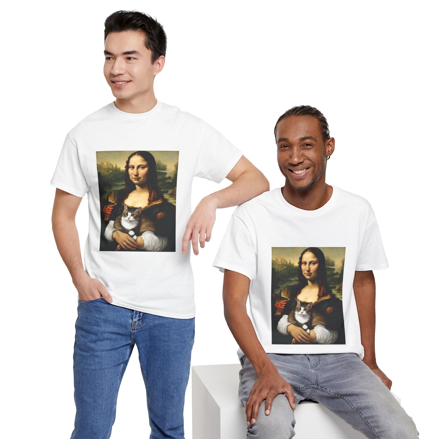 Mona Lisa with Cat - Flashlander Gym Shirt