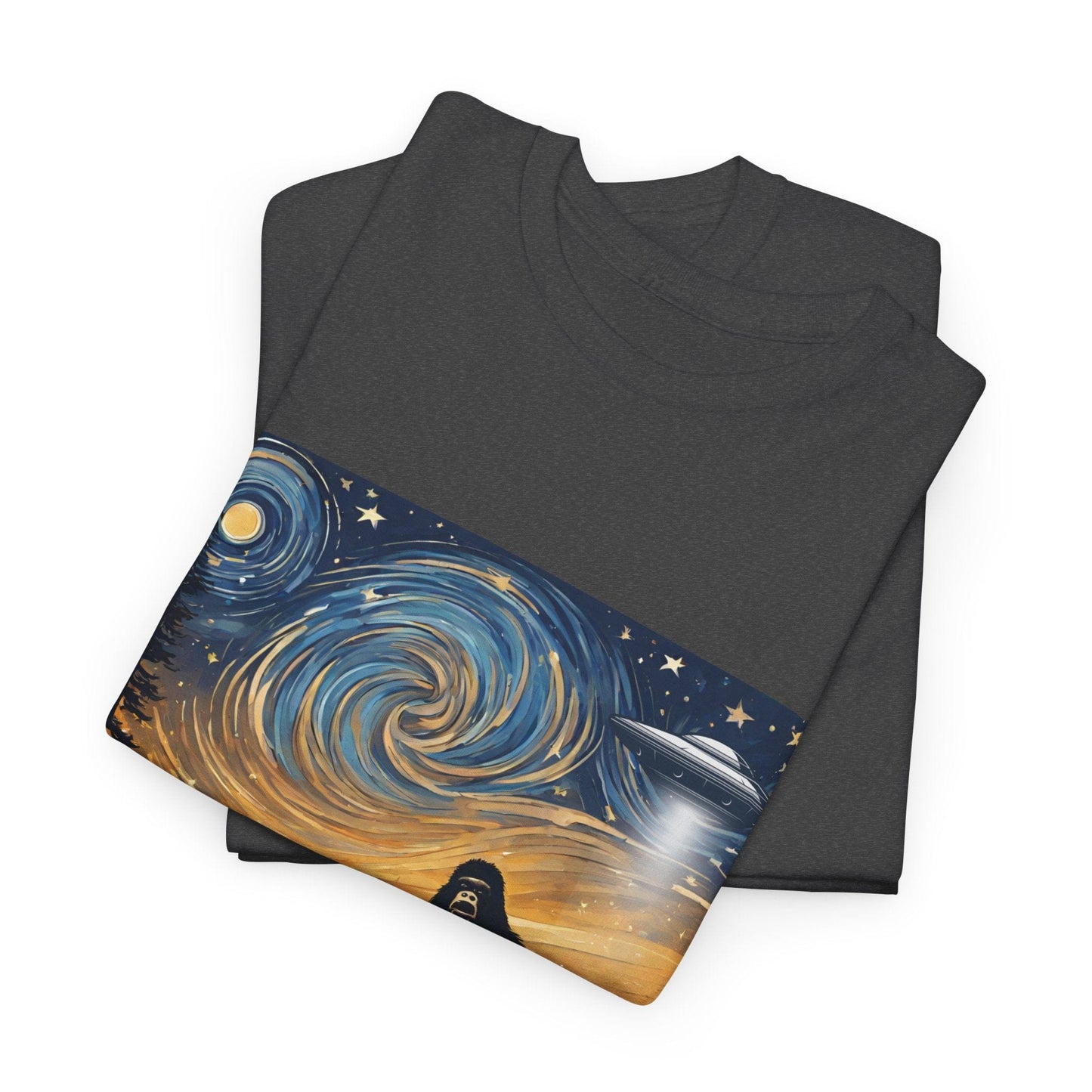 Funny Starry Night Stroll Bigfoot Encounters UFO Abduction - Flashlander Gym Shirt