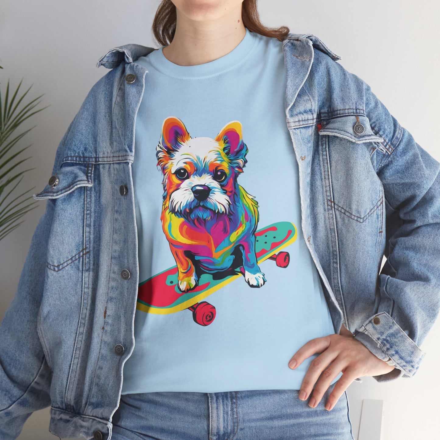 T-shirt de sport Flashlander avec chien skateboardant Pop Art