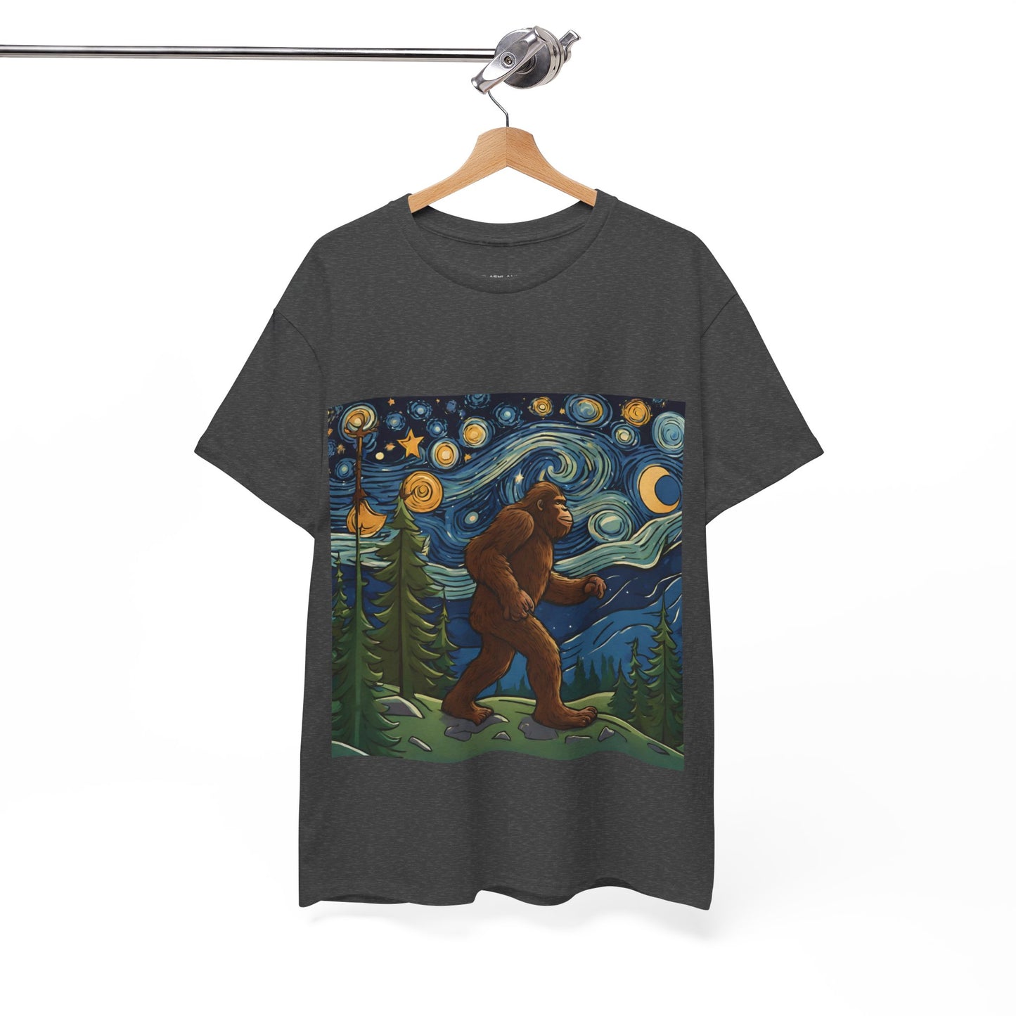 Bigfoot Strolls Through Van Gogh's Starry Night - Flashlander Gym Shirt