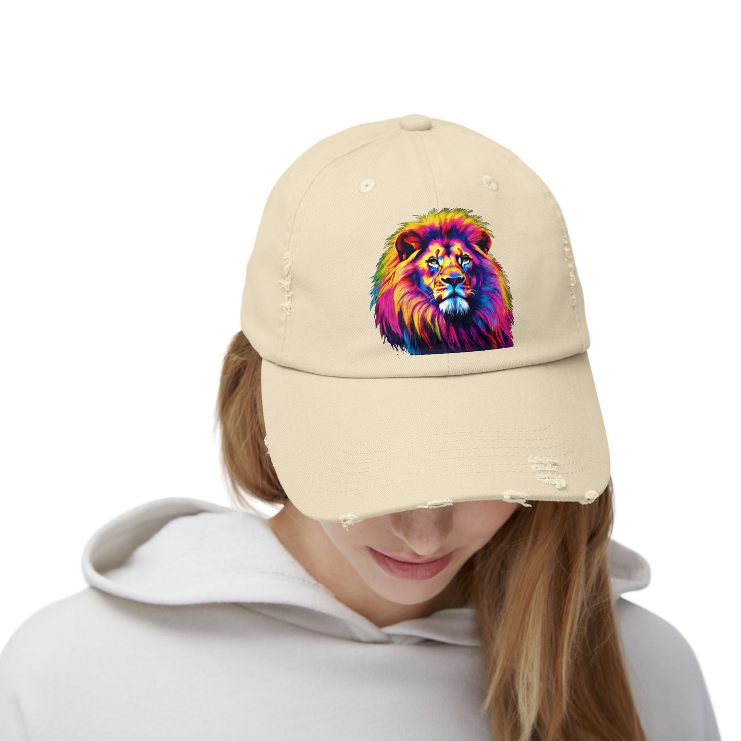 Lion Cap Pop Art Lion Baseball Cap Unisex Distressed Cap Custom Hat Personalized Cap