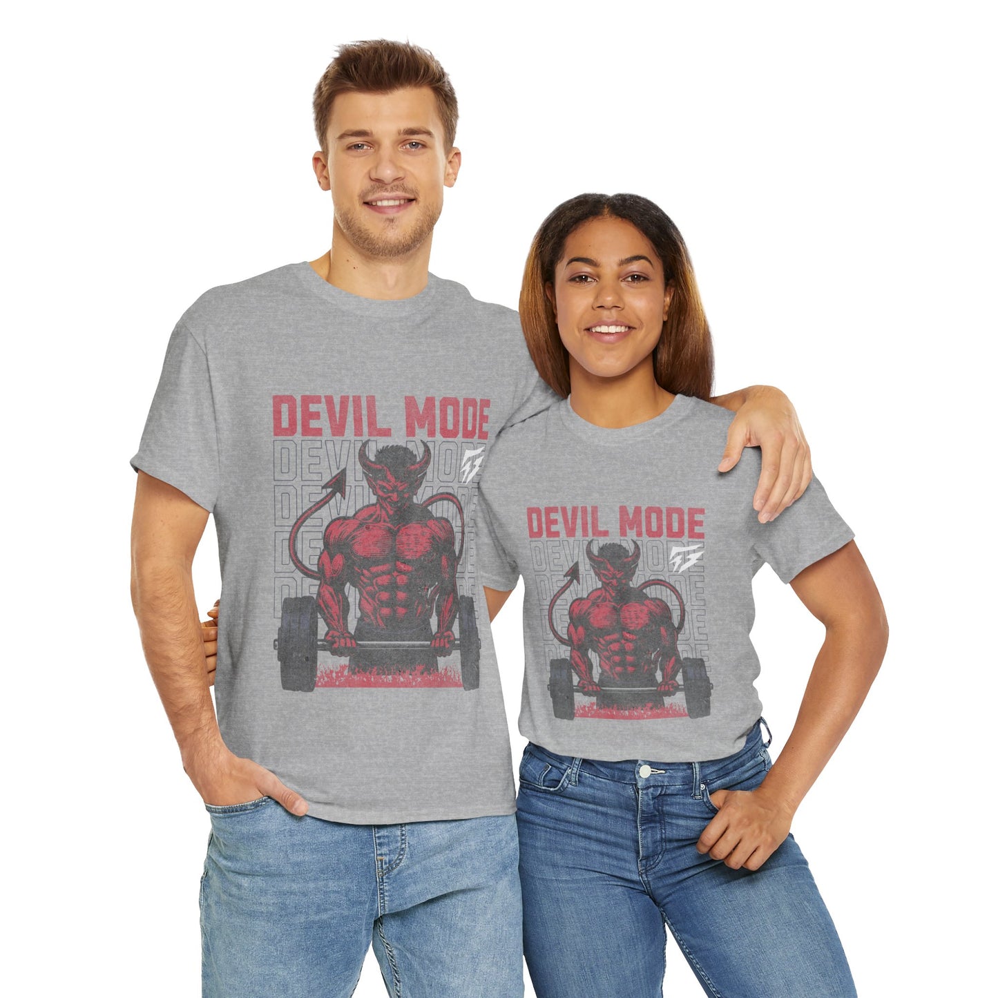 Devil Mode Gym Shirt Flashlander Cotton Unisex Charcoal Black Performance Graphic Tee