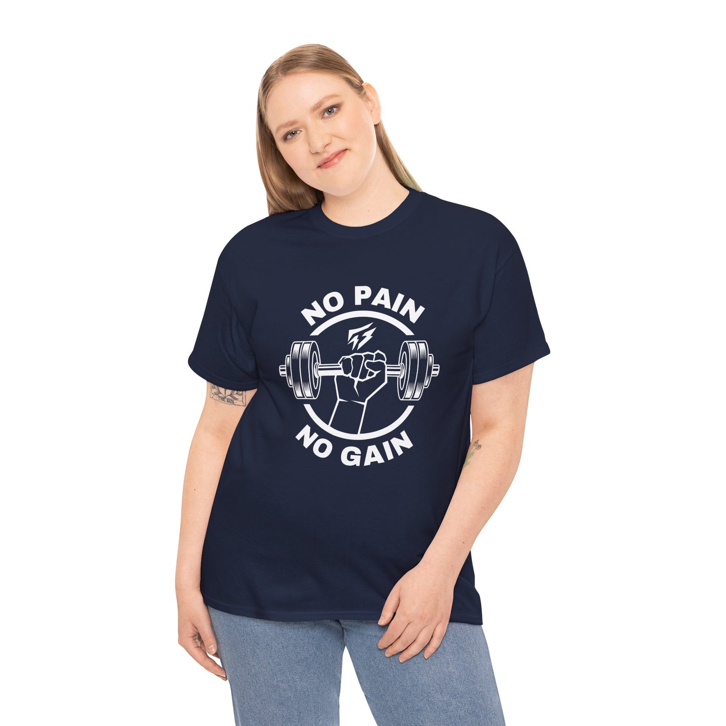 T-shirt de sport Lifting Flashlander avec citation « No Pain No Gain »