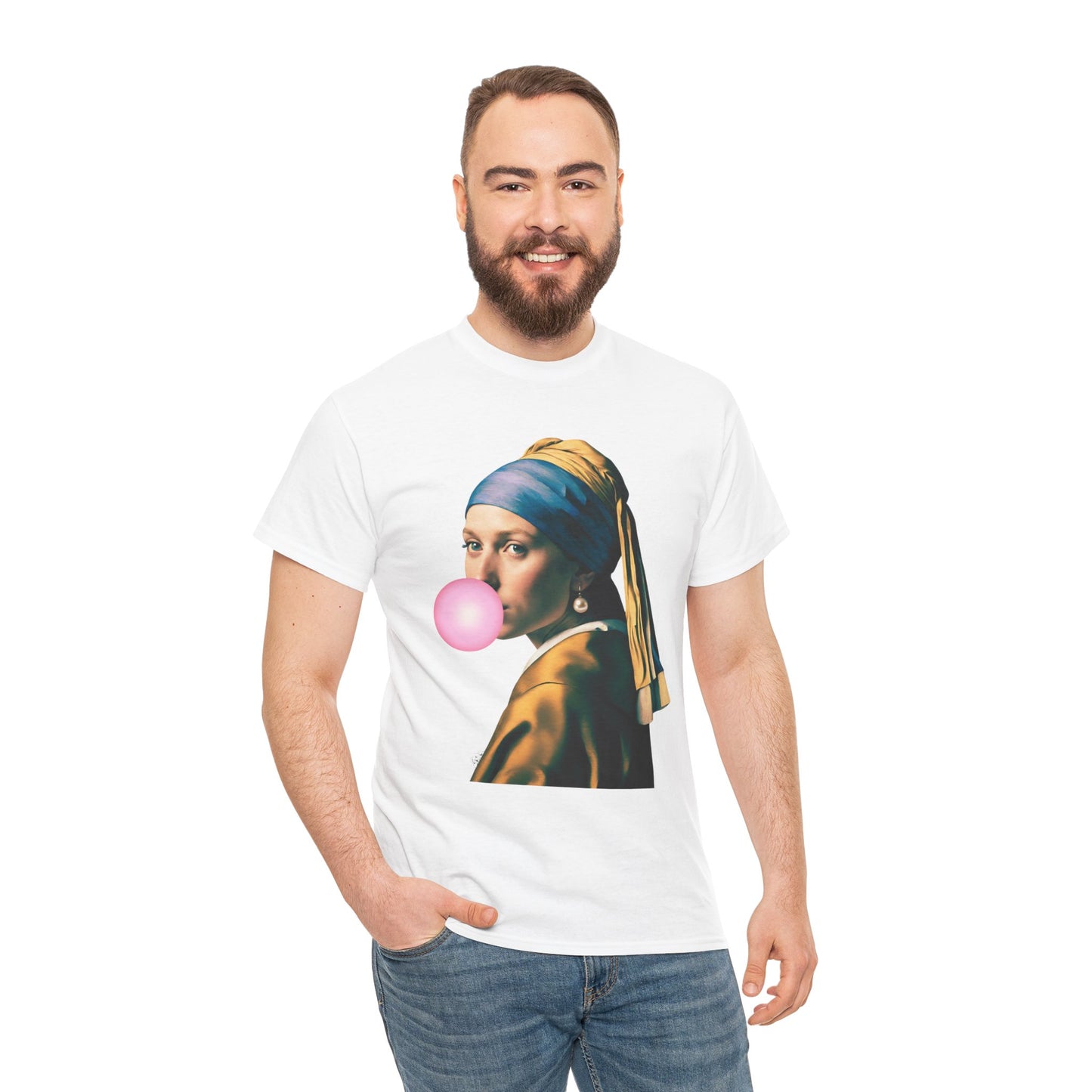 Bubble Gum Girl with a Pearl Earring Johannes Vermeer - Flashlander Gym Shirt