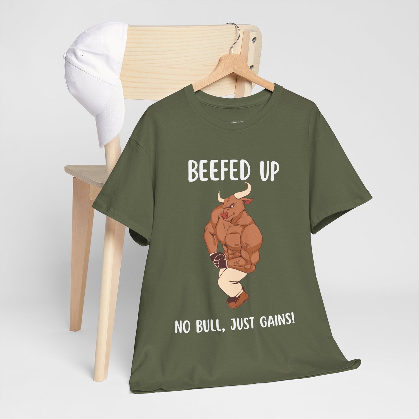 Muscle Bull Beefed Up No Bull, Just Gains - Flashlander Gym Shirt