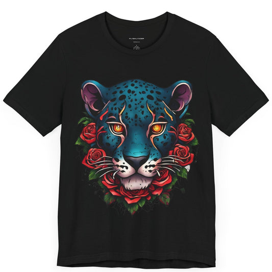 Jaguar Flames and Roses Unisex Graphic Tee Flashlander