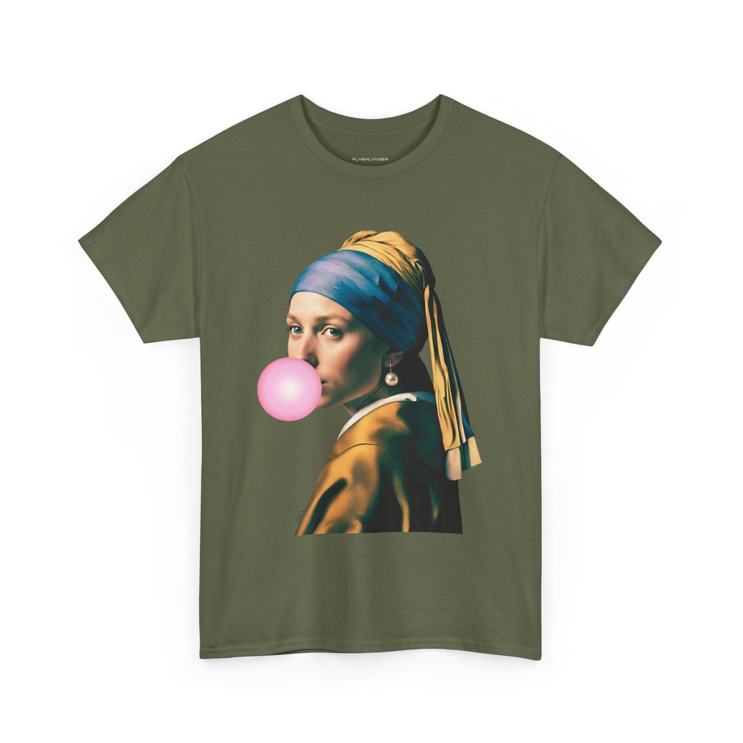 Bubble Gum Girl with a Pearl Earring Johannes Vermeer - Flashlander Gym Shirt