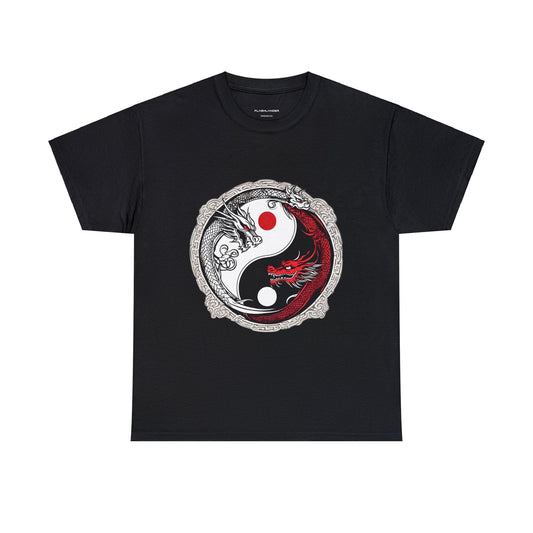Dragon Harmony Yin Yang Dragons Tee Unisex Heavy Cotton T-Shirt Flashlander