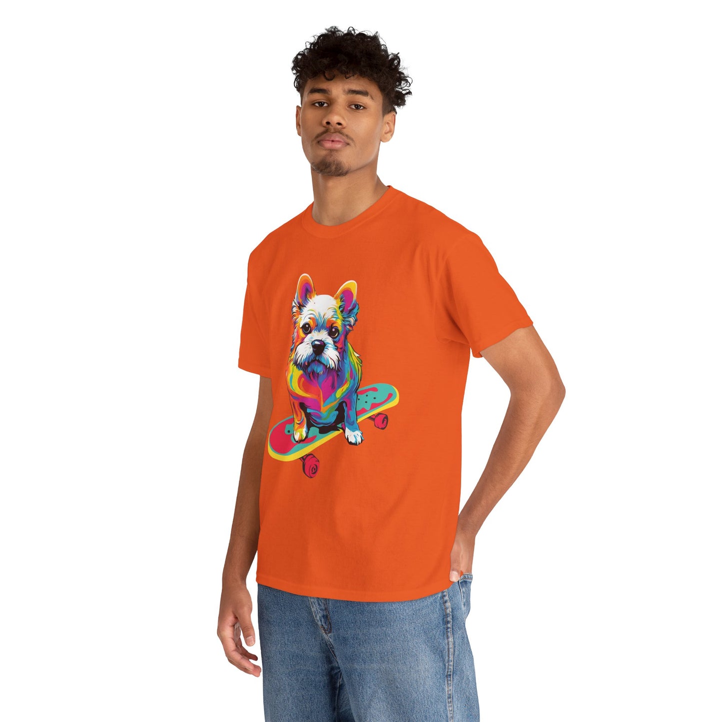 T-shirt de sport Flashlander avec chien skateboardant Pop Art